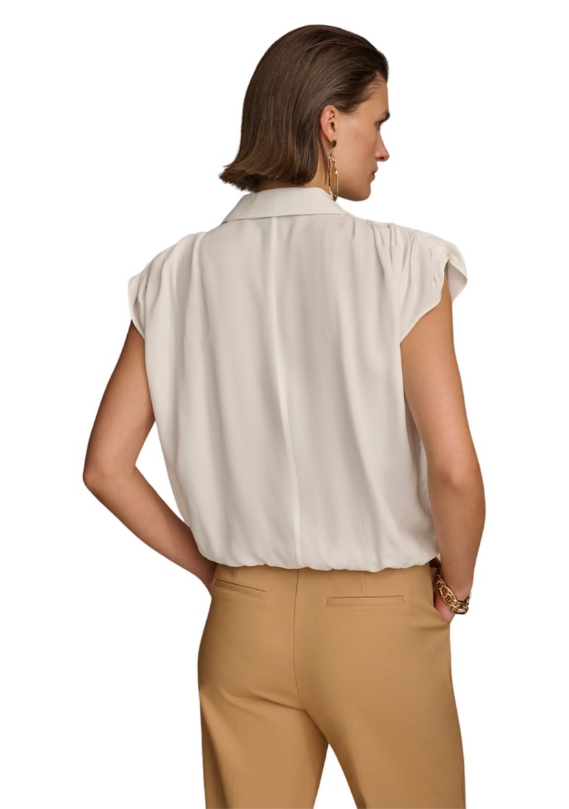 Womens Short Sleeve Elastic Waist Shirt 