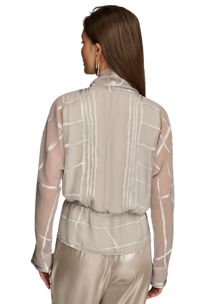 Womens Surplice Burnout Printed Blouse
