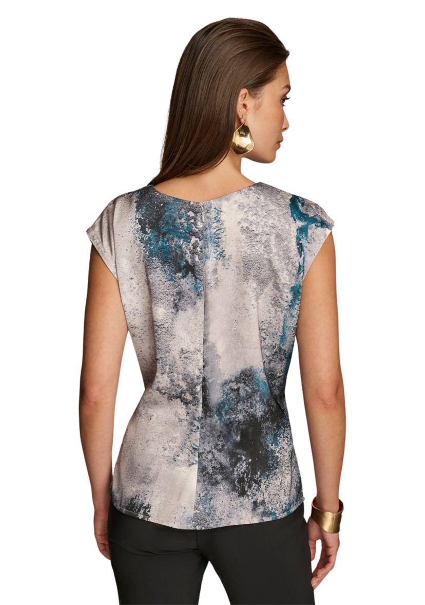 Womens Side Ruched Printed Blouse