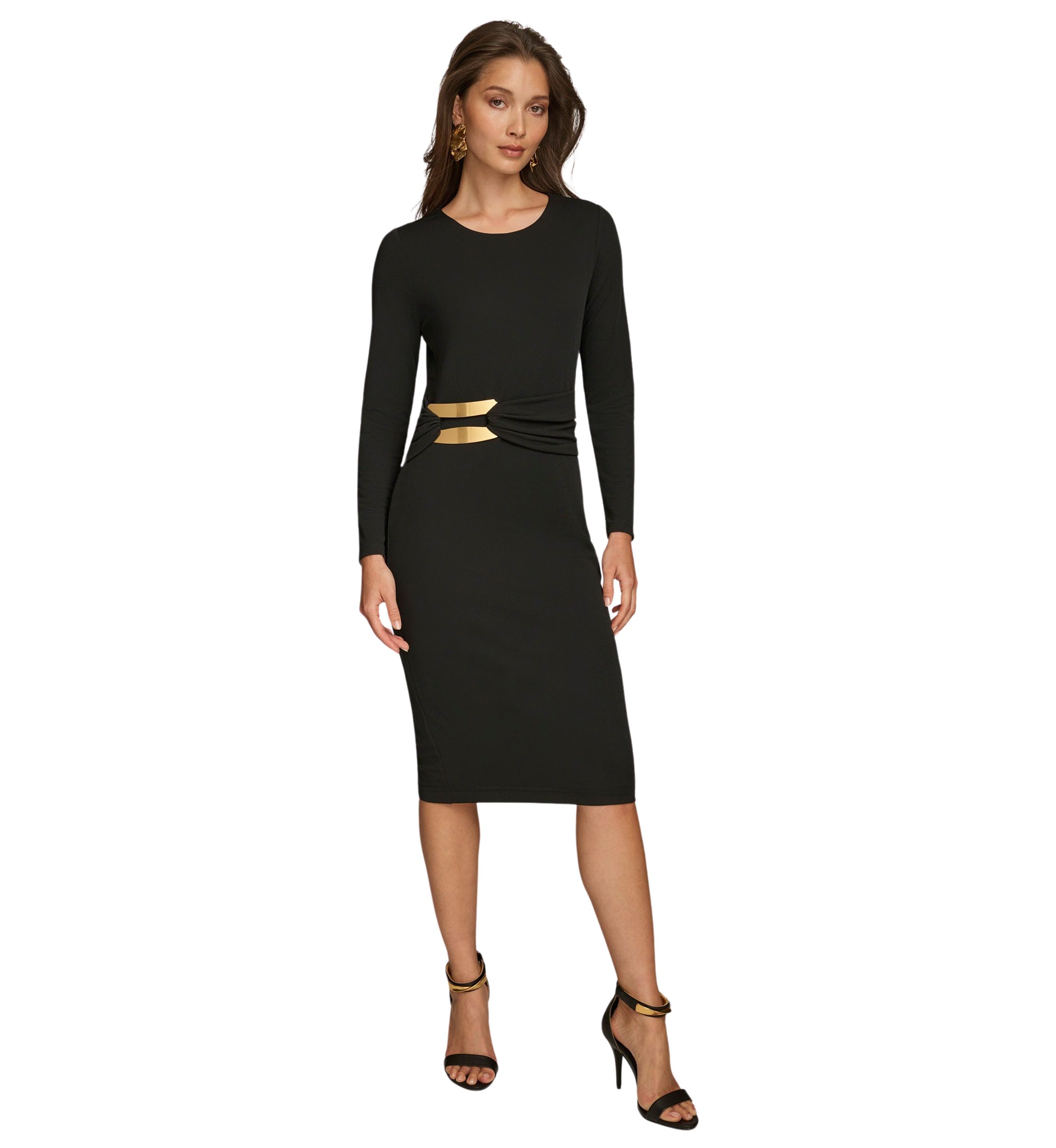 Womens Hardware Waist Midi Dress