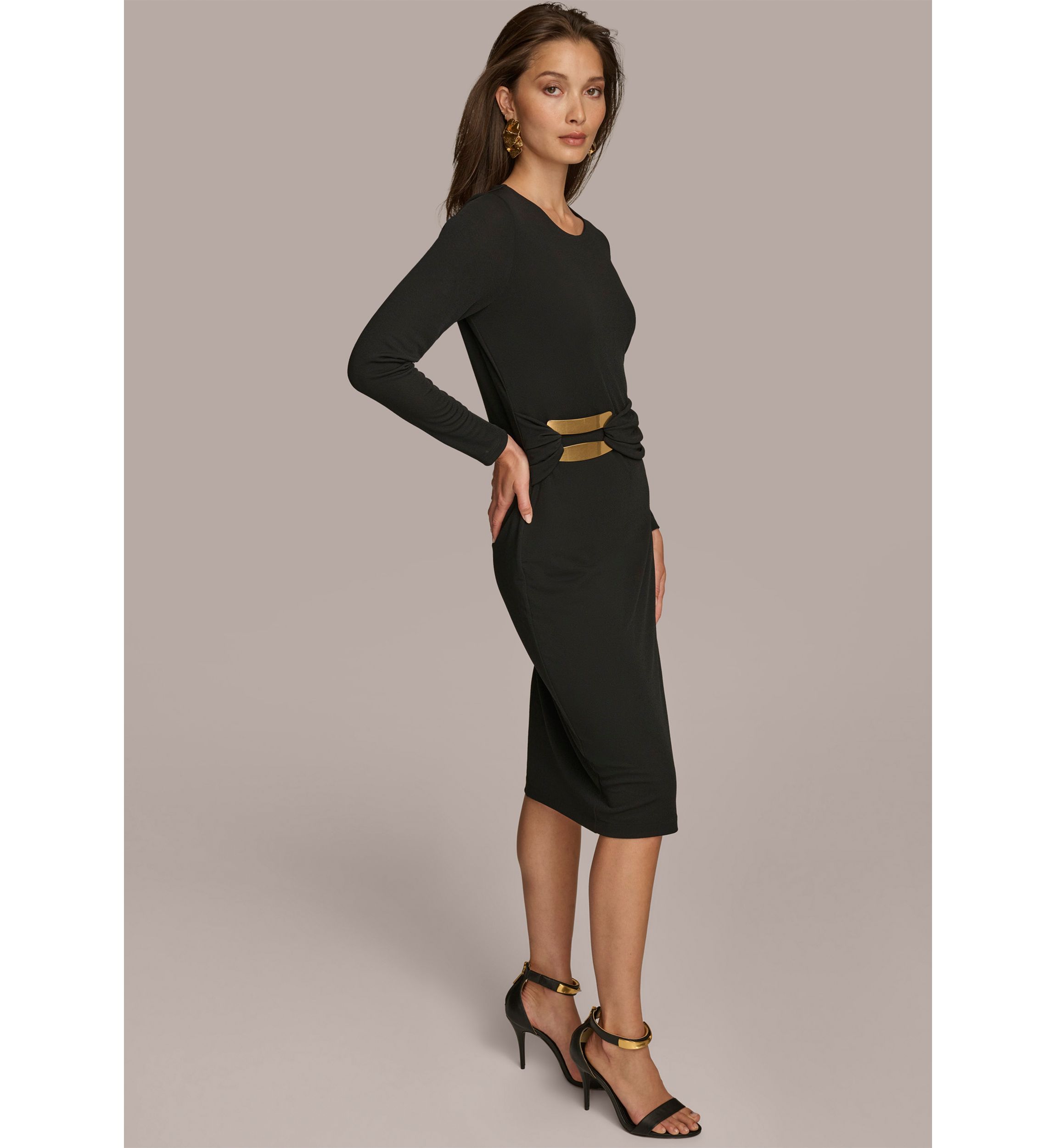 Womens Hardware Waist Midi Dress