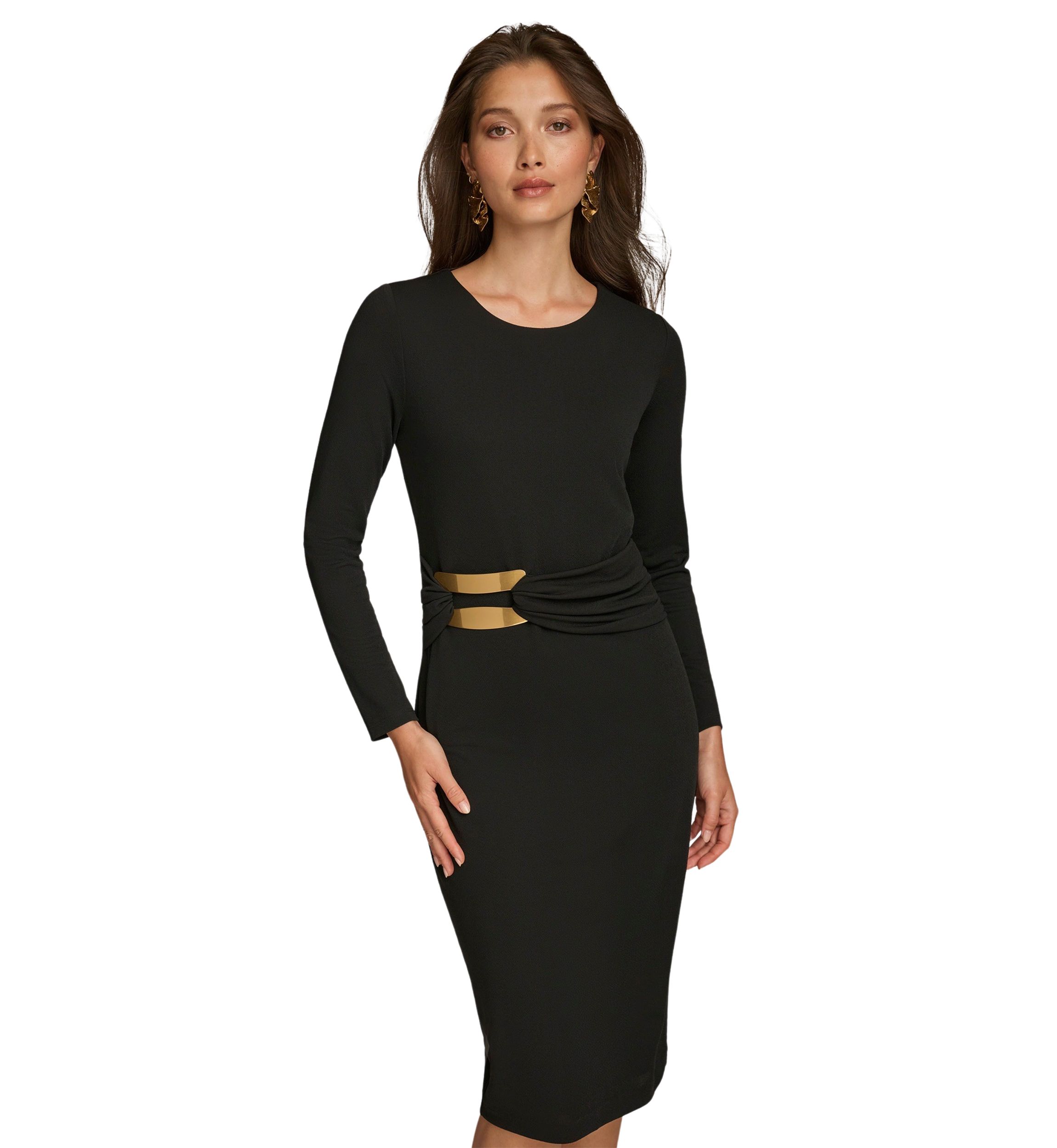 Womens Hardware Waist Midi Dress
