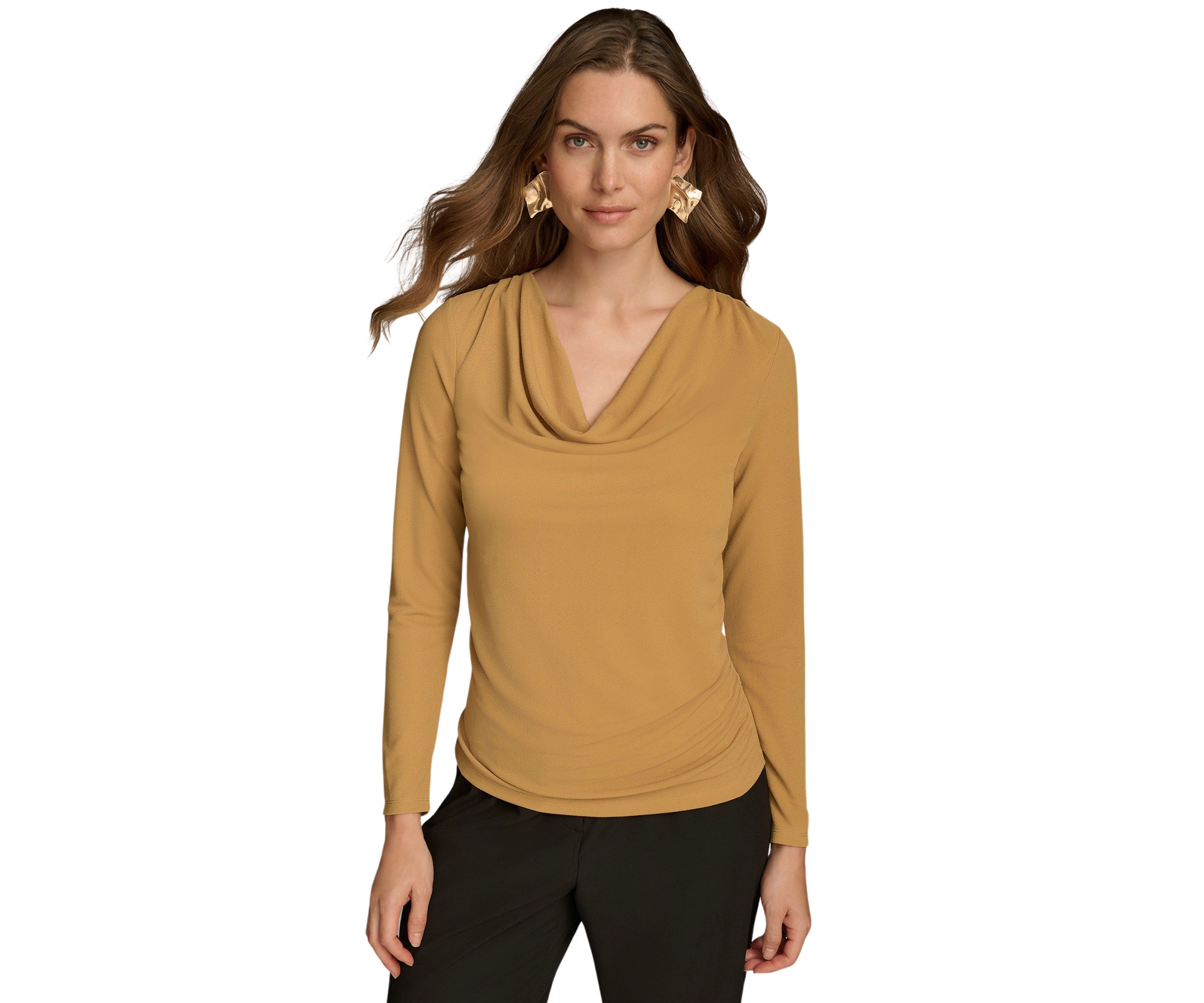 Womens Long Sleeve Cowl Neck Knit Top