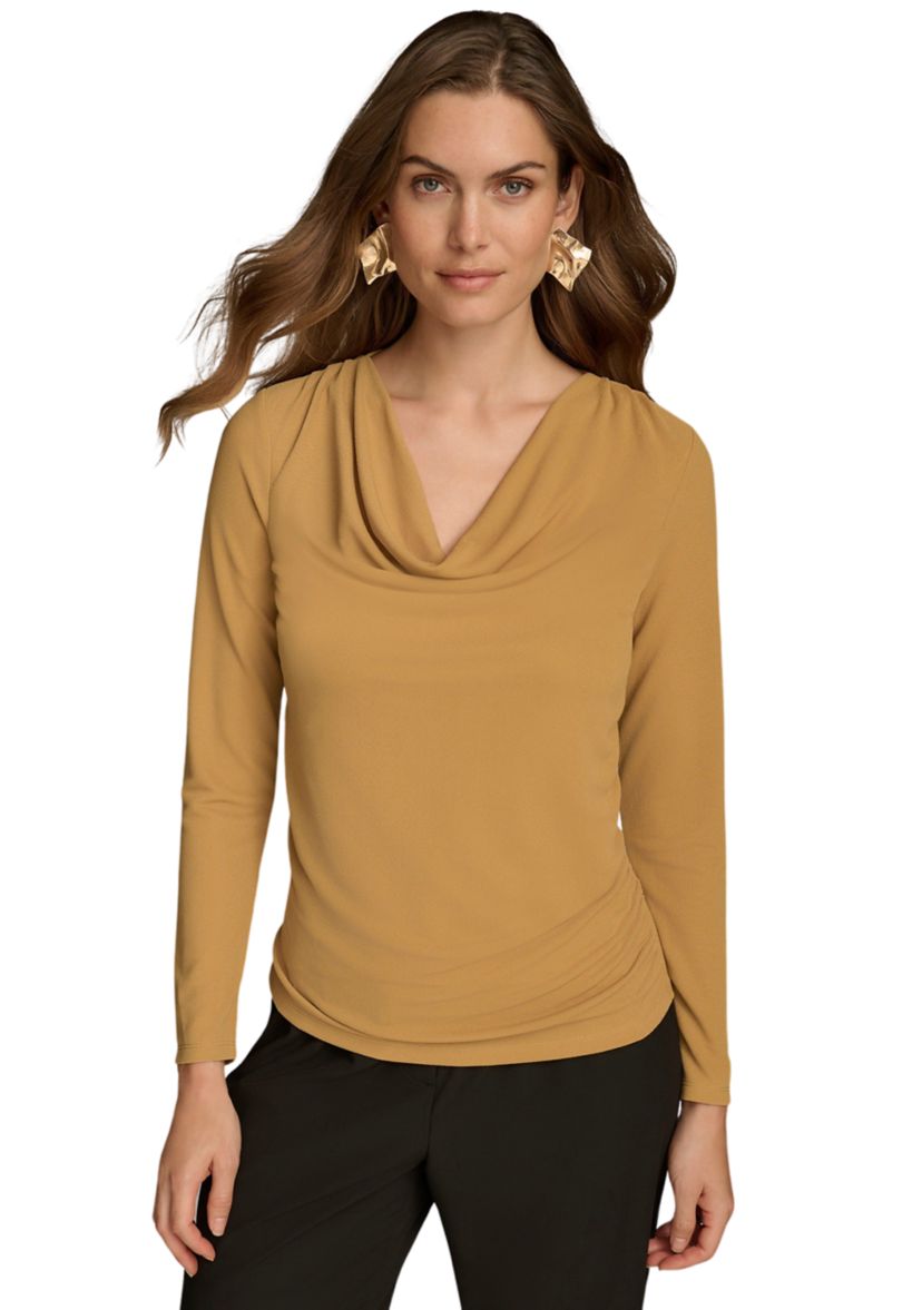 Womens Long Sleeve Cowl Neck Knit Top