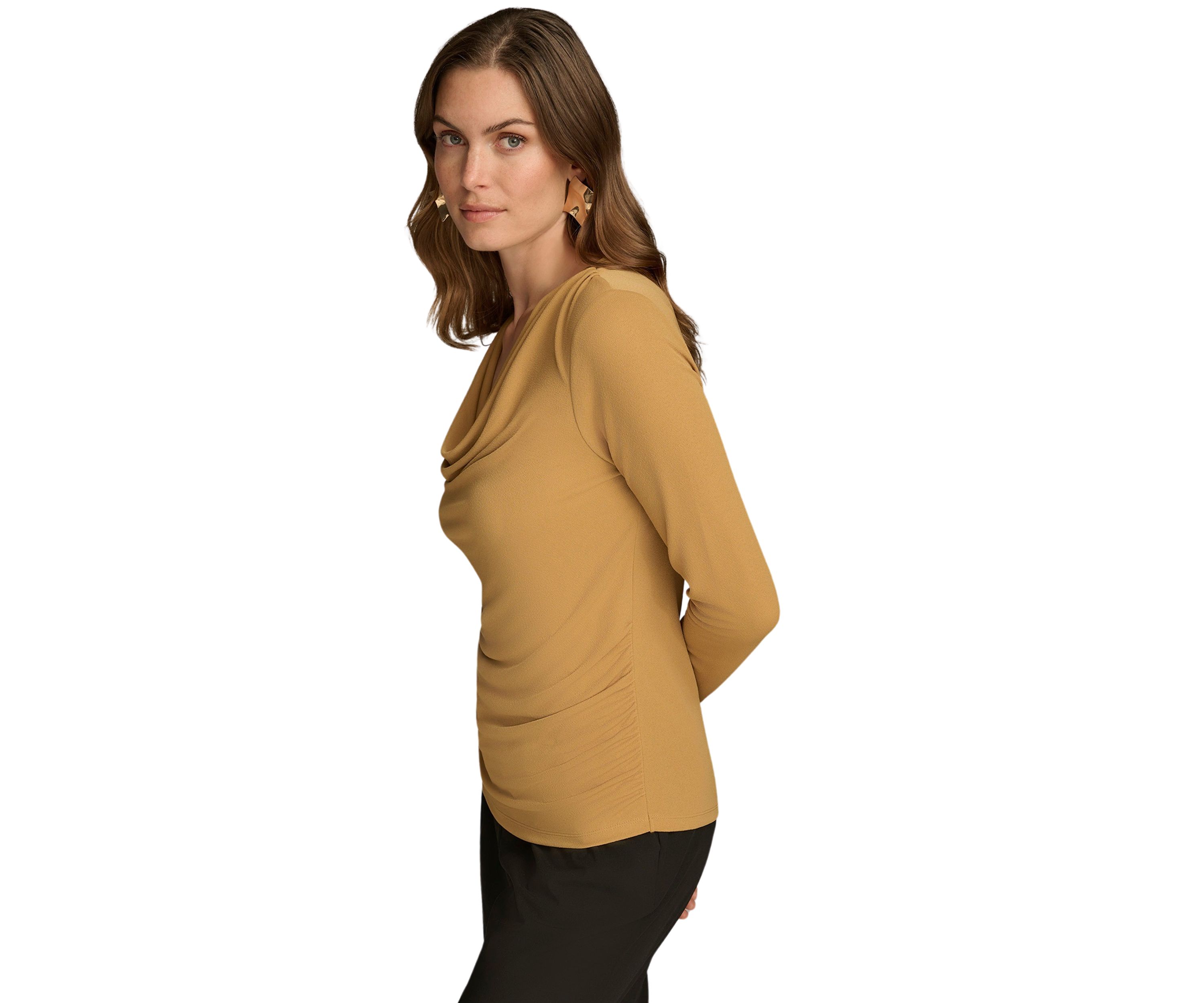 Womens Long Sleeve Cowl Neck Knit Top