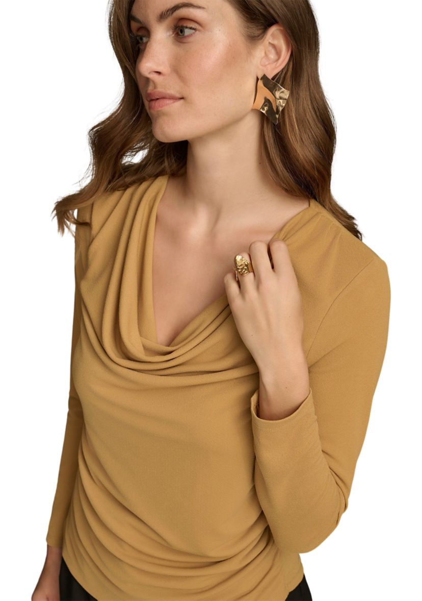 Womens Long Sleeve Cowl Neck Knit Top