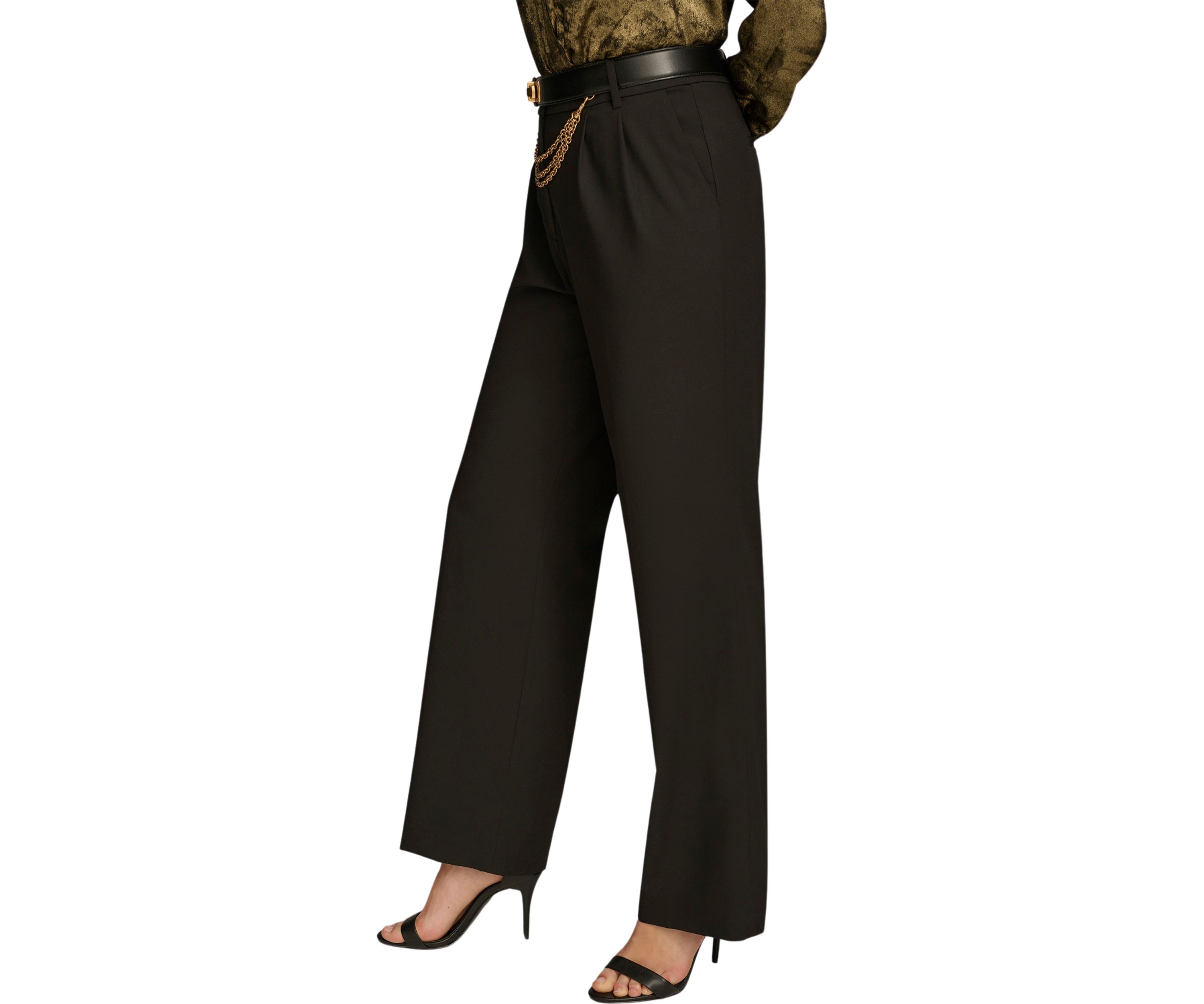 Womens Chain Belt Wide Leg Pants
