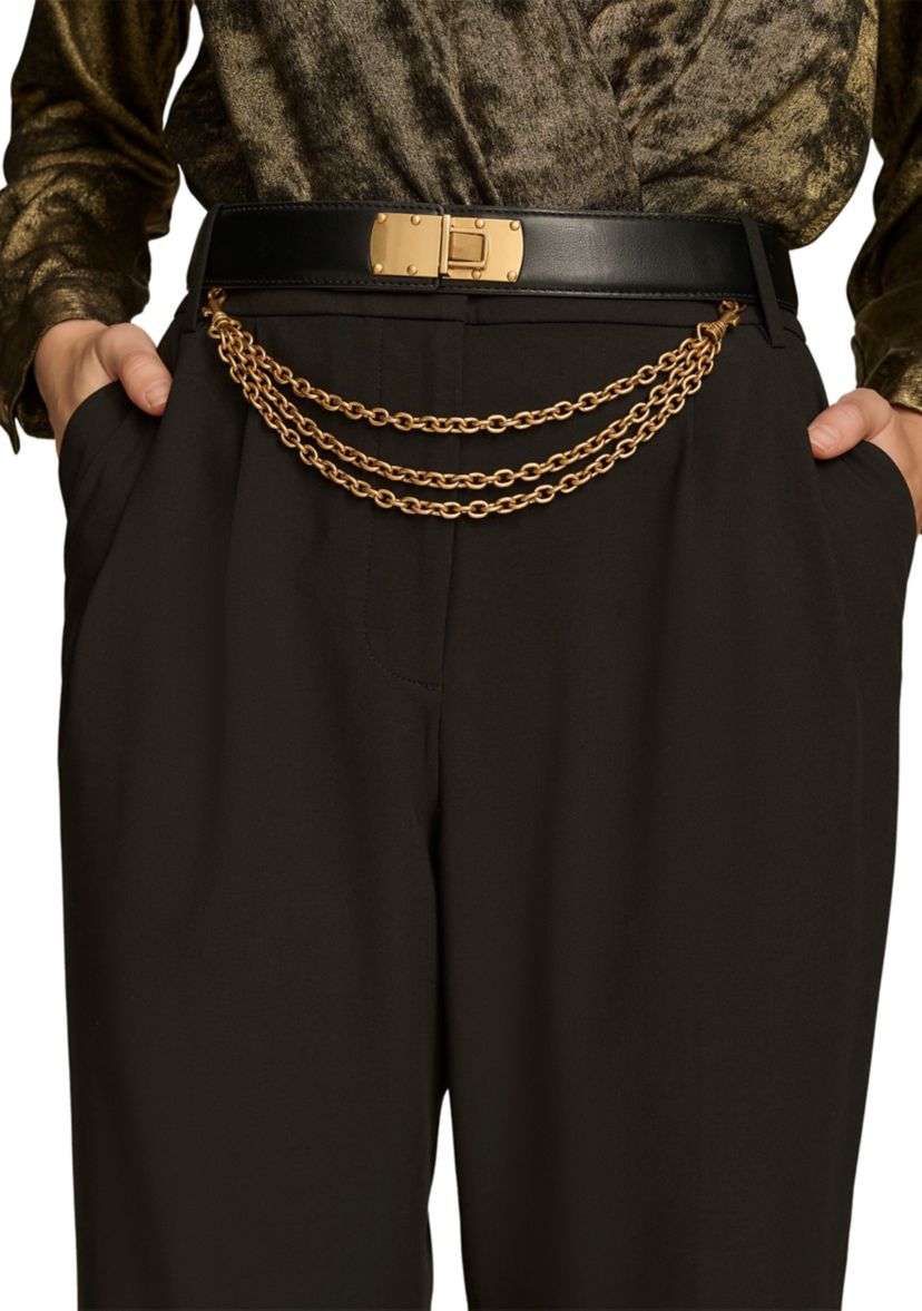 Womens Chain Belt Wide Leg Pants