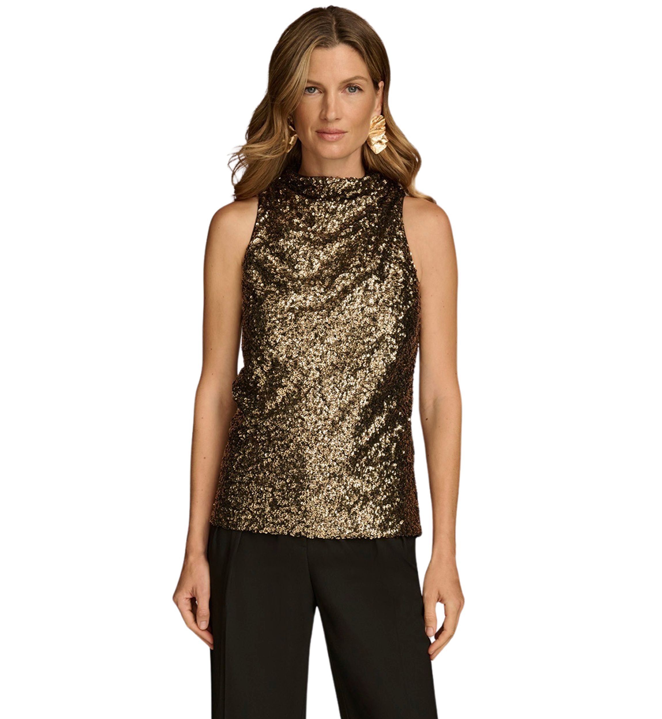 Womens Sleeveless Mock Neck Top 