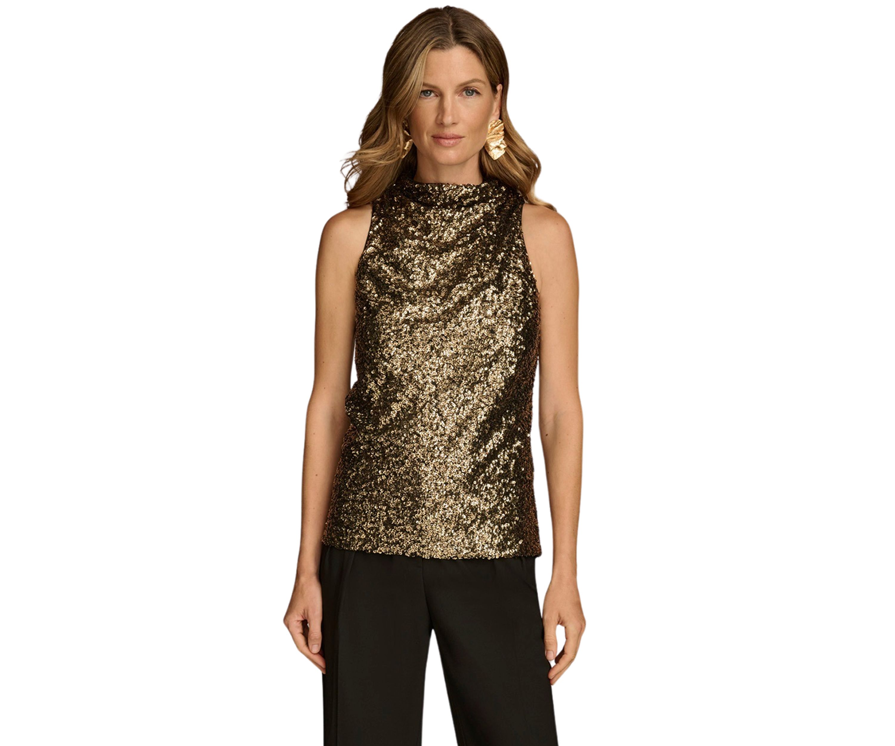 Womens Sleeveless Mock Neck Top 