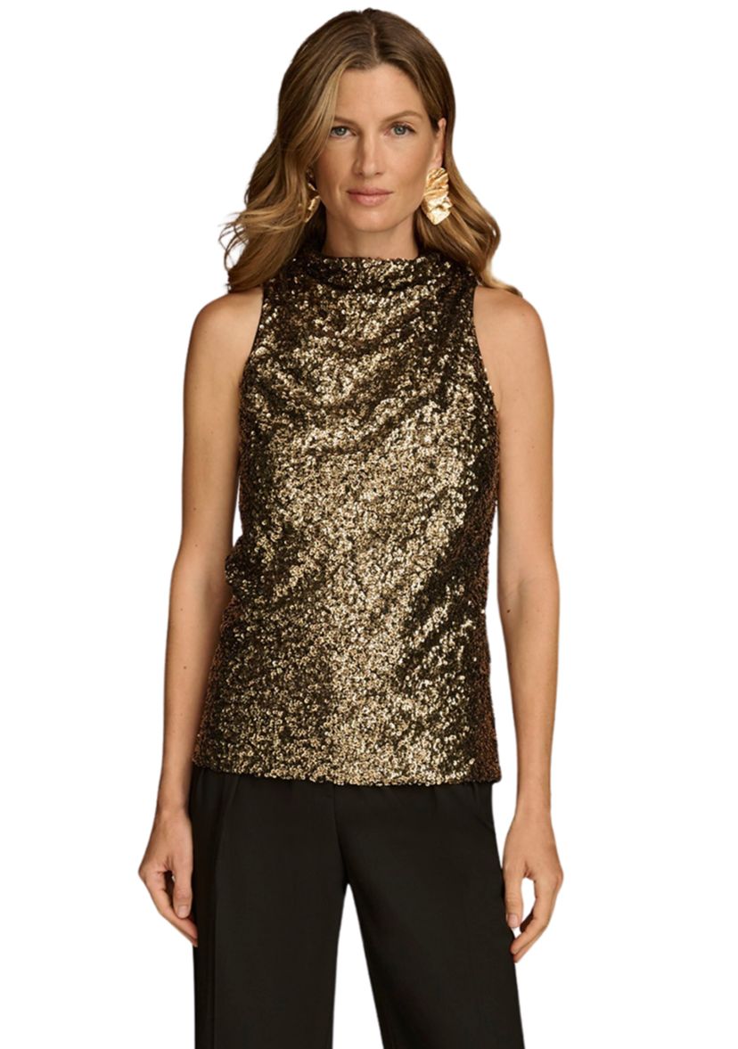 Womens Sleeveless Mock Neck Top 