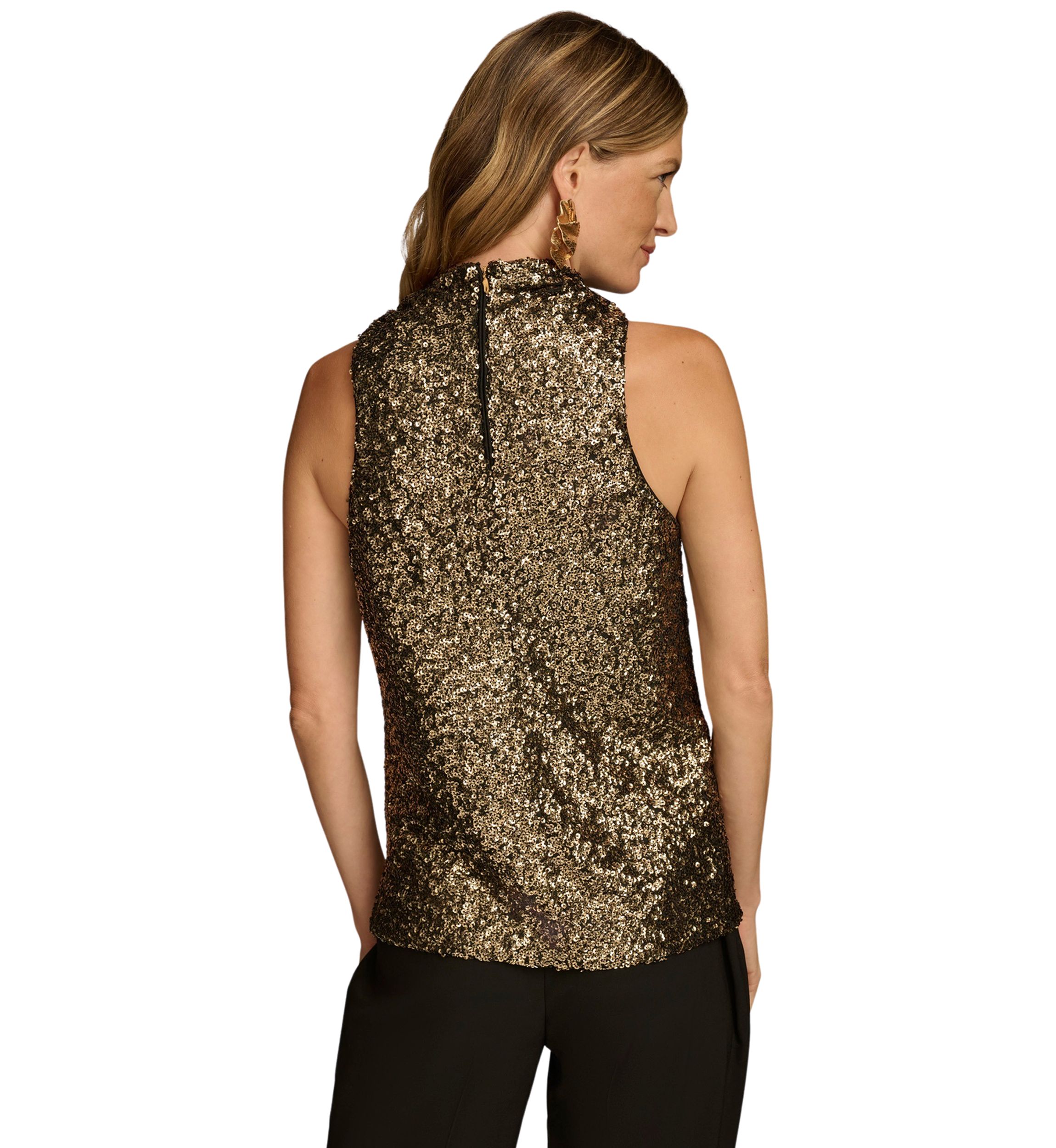 Womens Sleeveless Mock Neck Top 