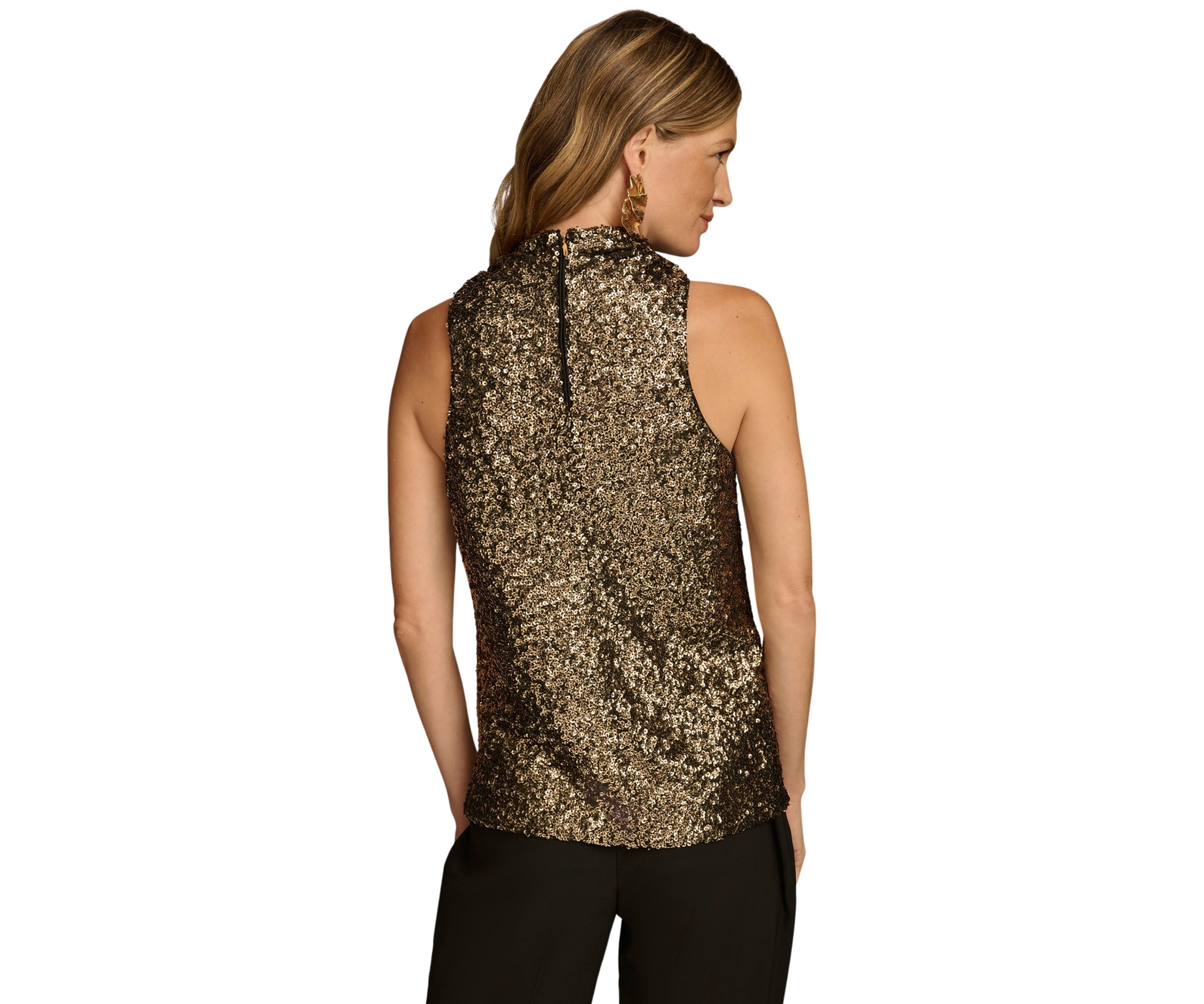Womens Sleeveless Mock Neck Top 
