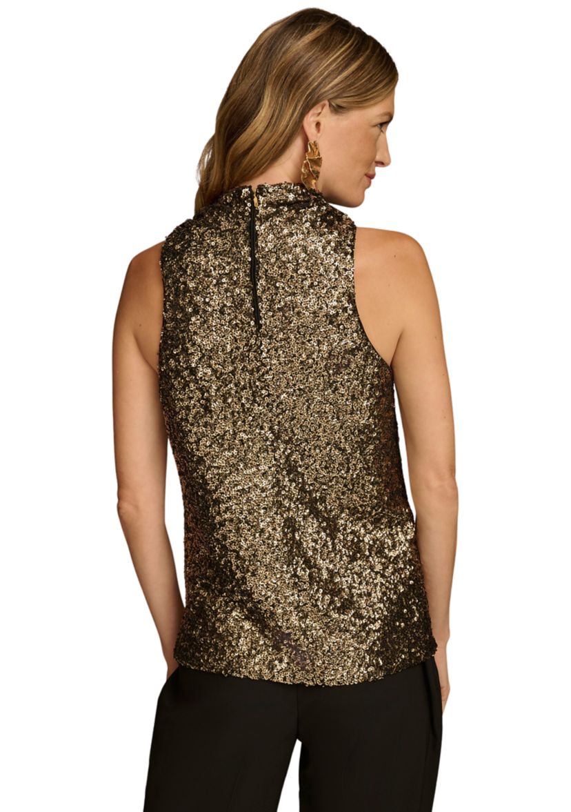 Womens Sleeveless Mock Neck Top 
