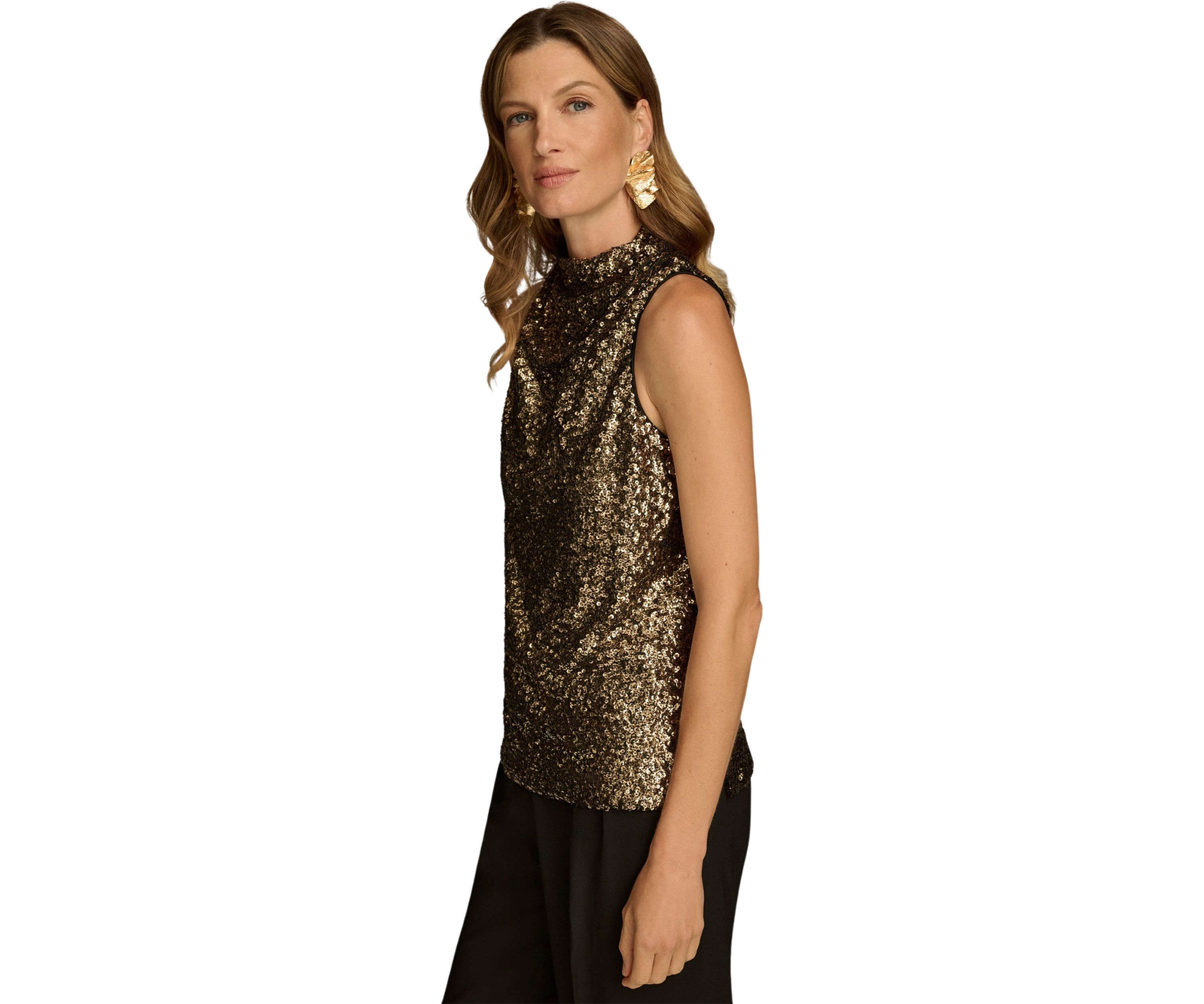 Womens Sleeveless Mock Neck Top 