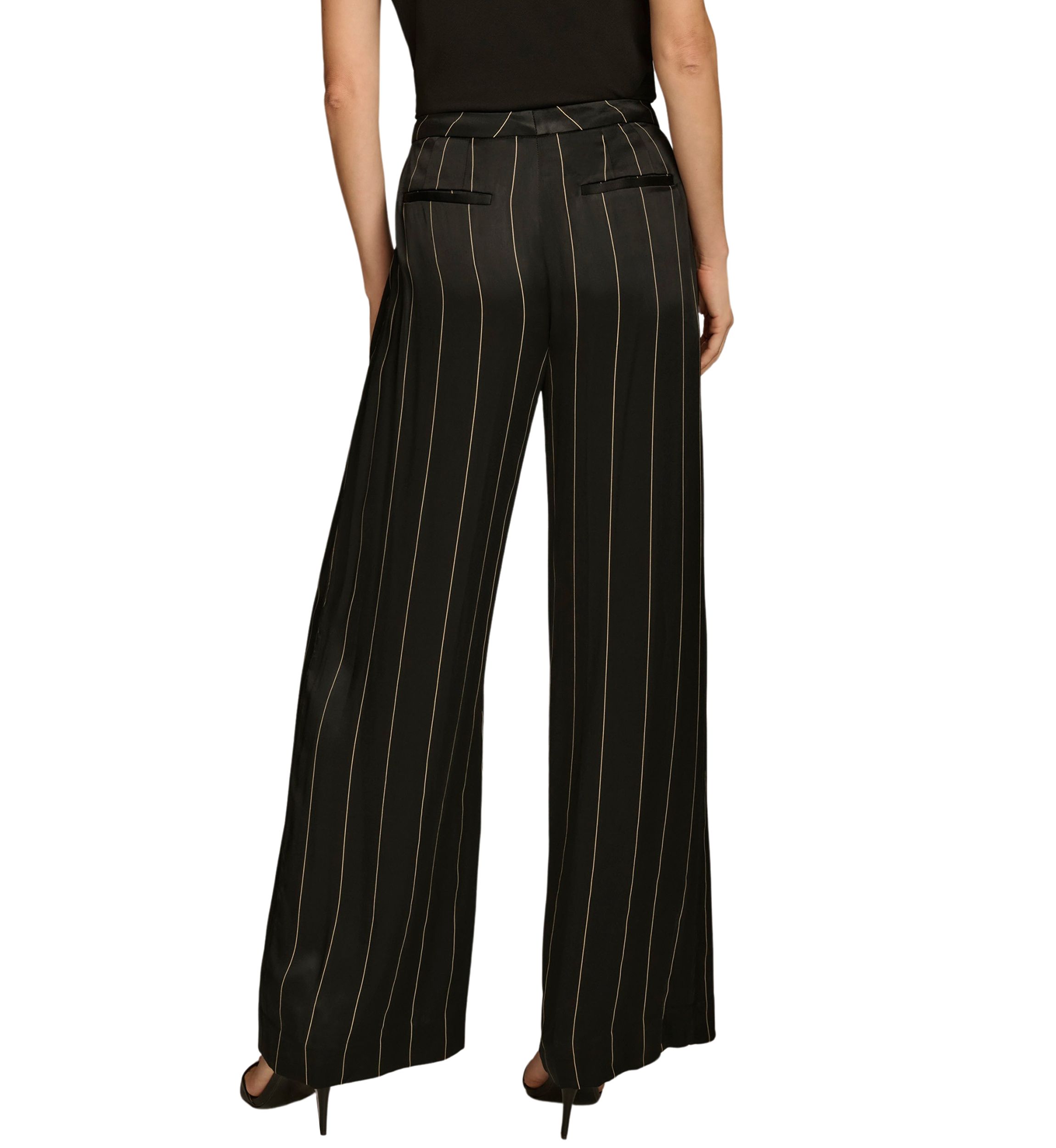 Womens Pinstripe Wide Leg Pants