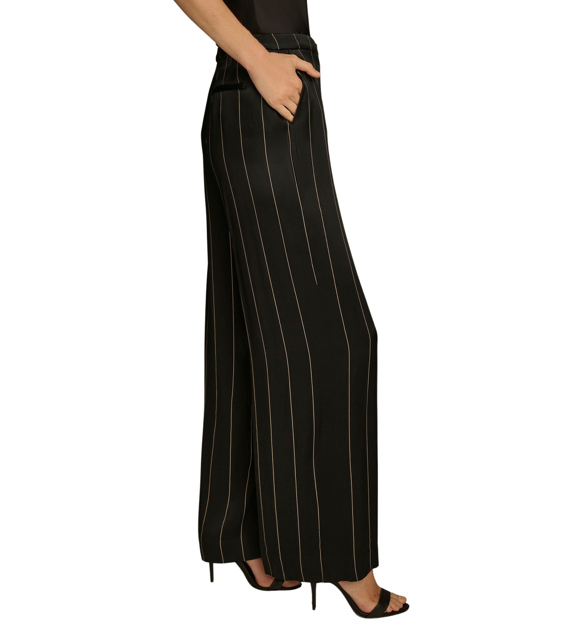 Womens Pinstripe Wide Leg Pants