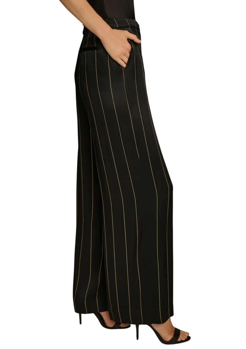 Womens Pinstripe Wide Leg Pants
