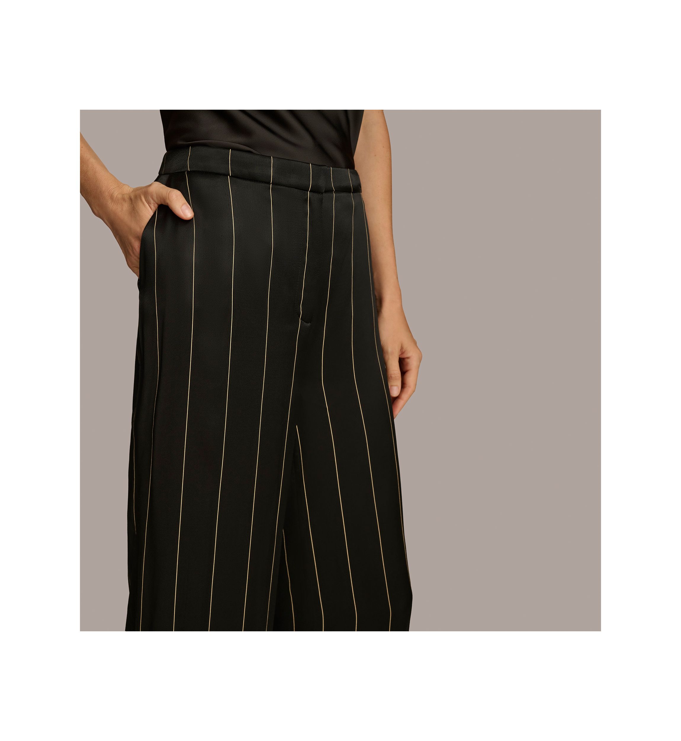 Womens Pinstripe Wide Leg Pants