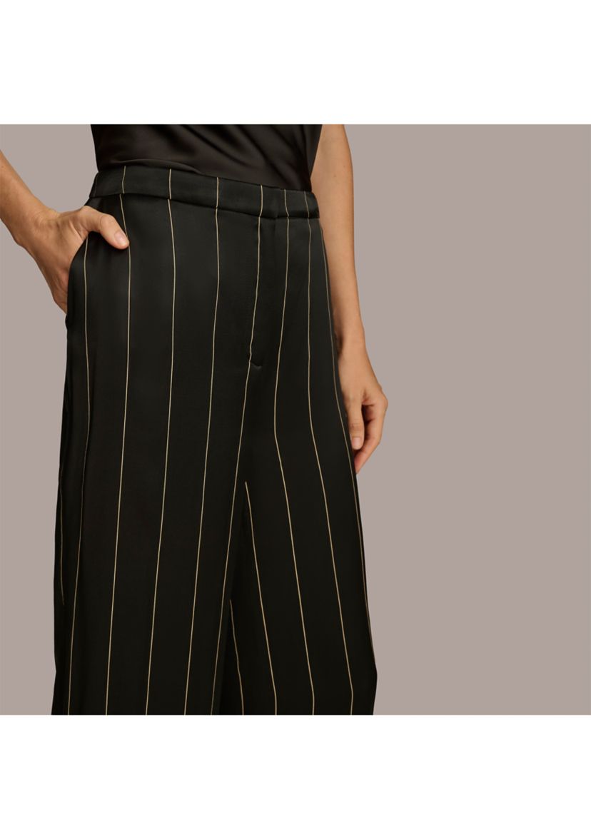Womens Pinstripe Wide Leg Pants