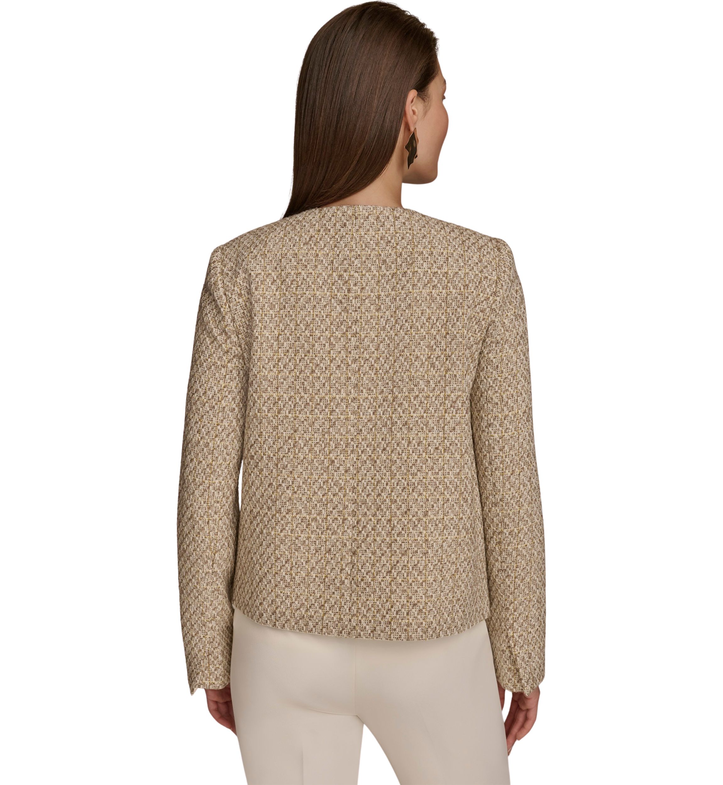 Womens Long Sleeve Metallic Tweed Jacket 