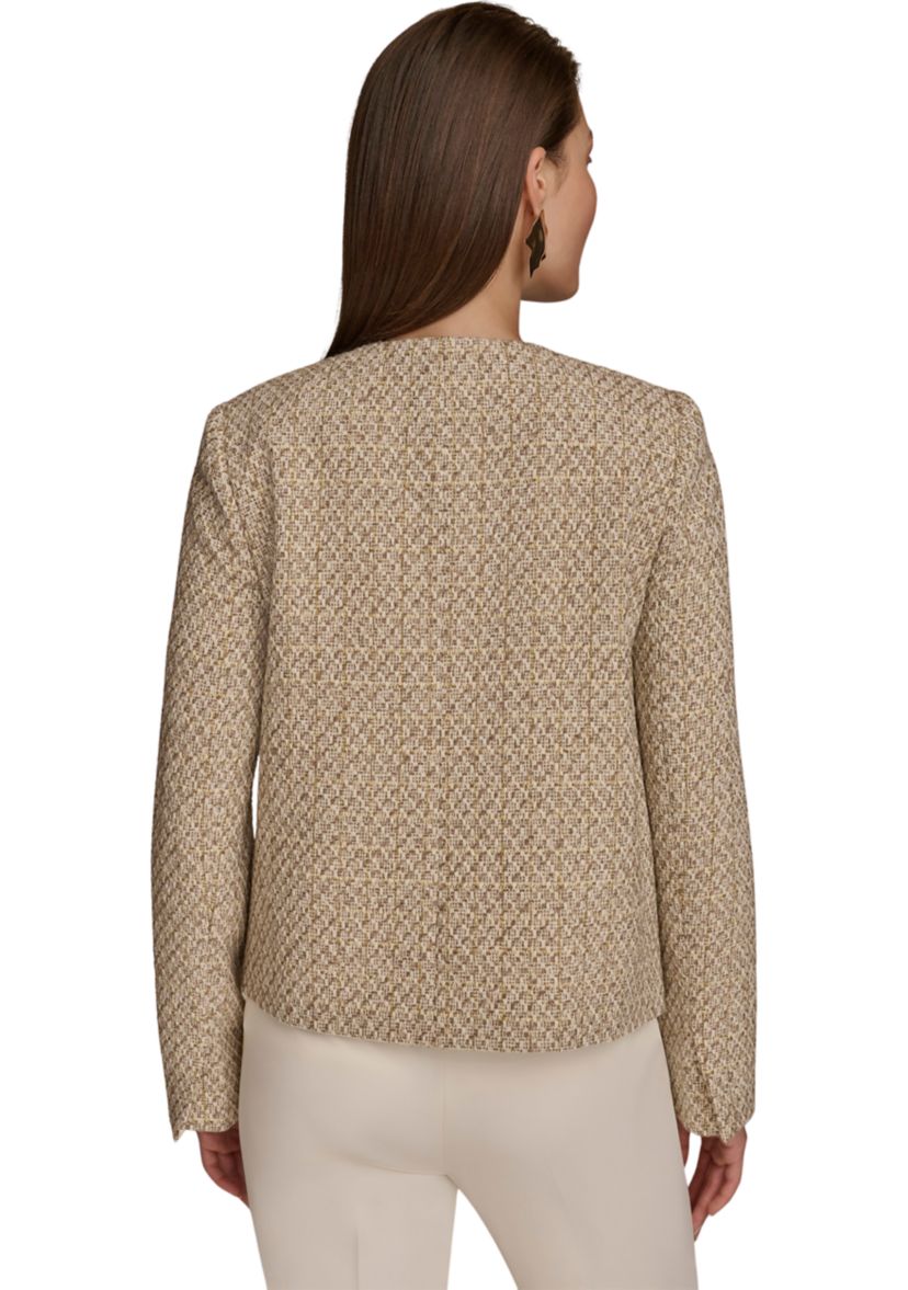 Womens Long Sleeve Metallic Tweed Jacket 
