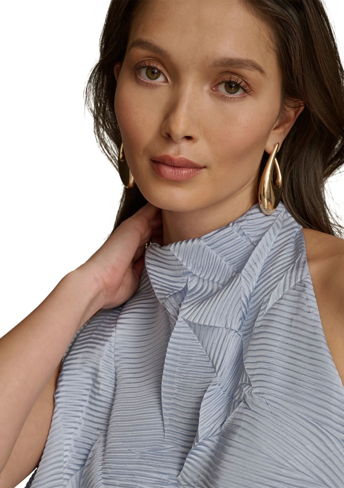 Womens Sleeveless Asymmetrical Hem Textured Blouse