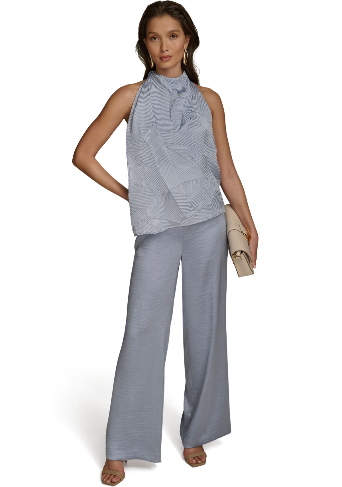 Womens Sleeveless Asymmetrical Hem Textured Blouse