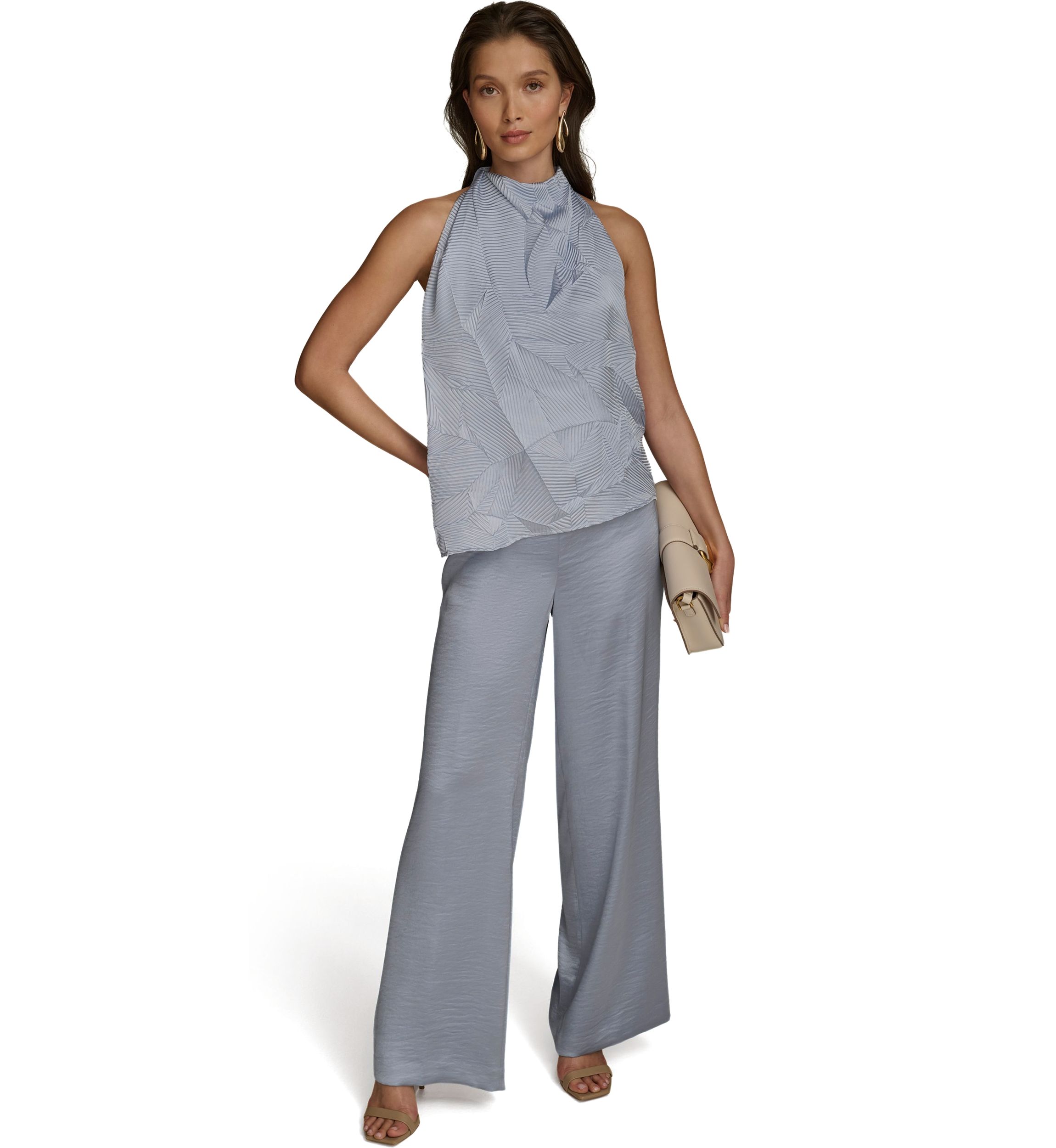 Womens Sleeveless Asymmetrical Hem Textured Blouse
