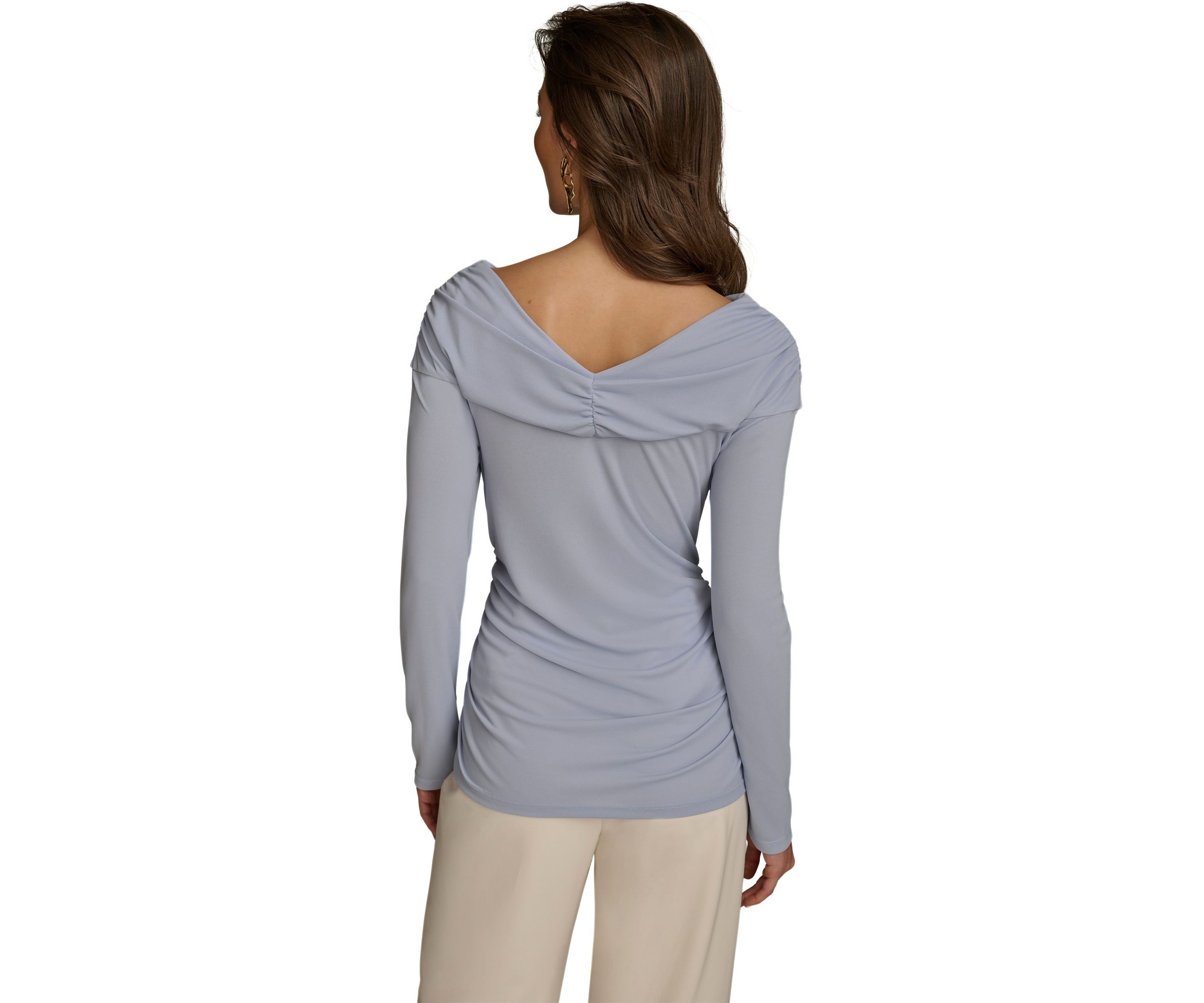 Womens Long Sleeve V-Neck Hardware Knit Top