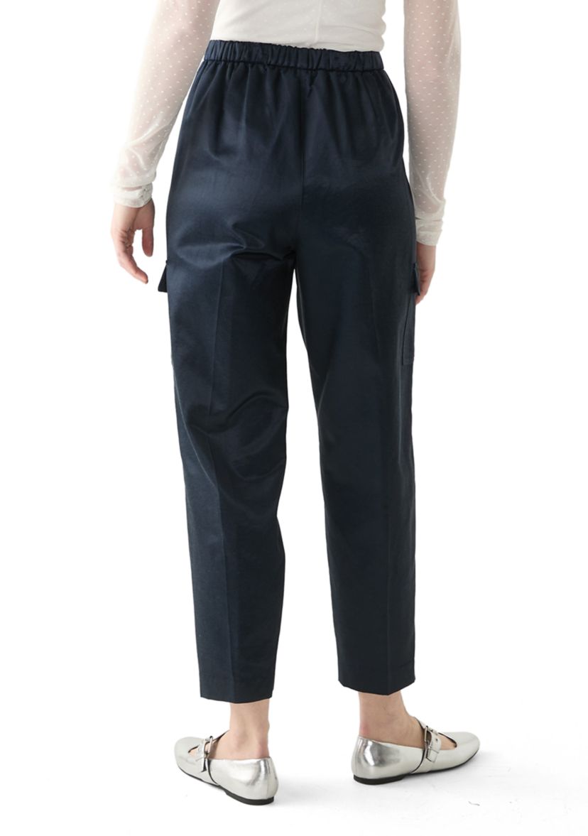 Womens Satin Cargo Pants 