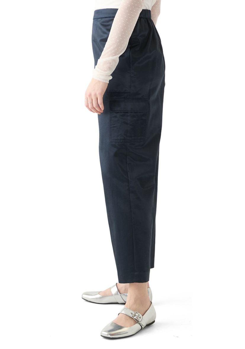Womens Satin Cargo Pants 