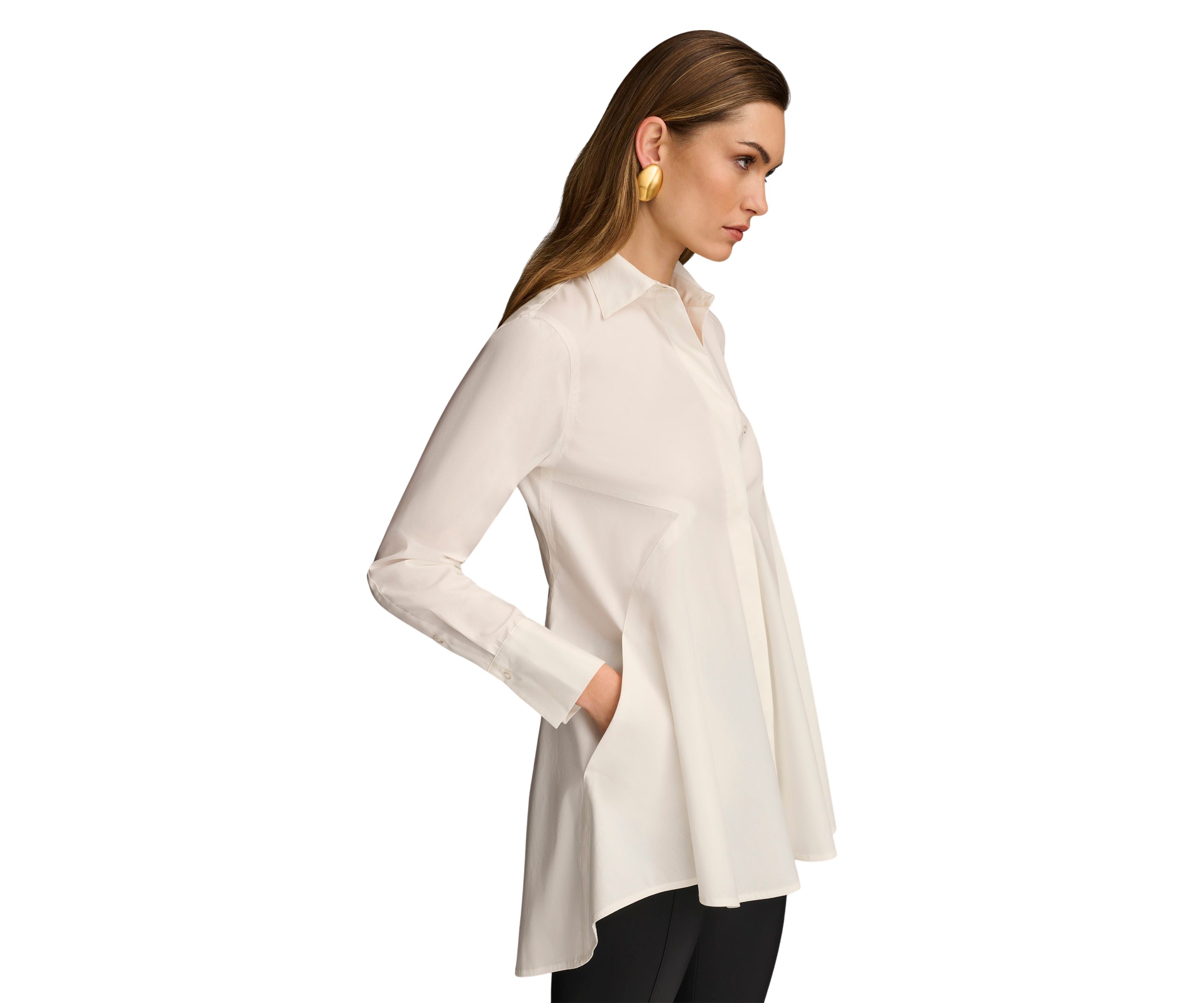Womens Collared High Low Tunic 