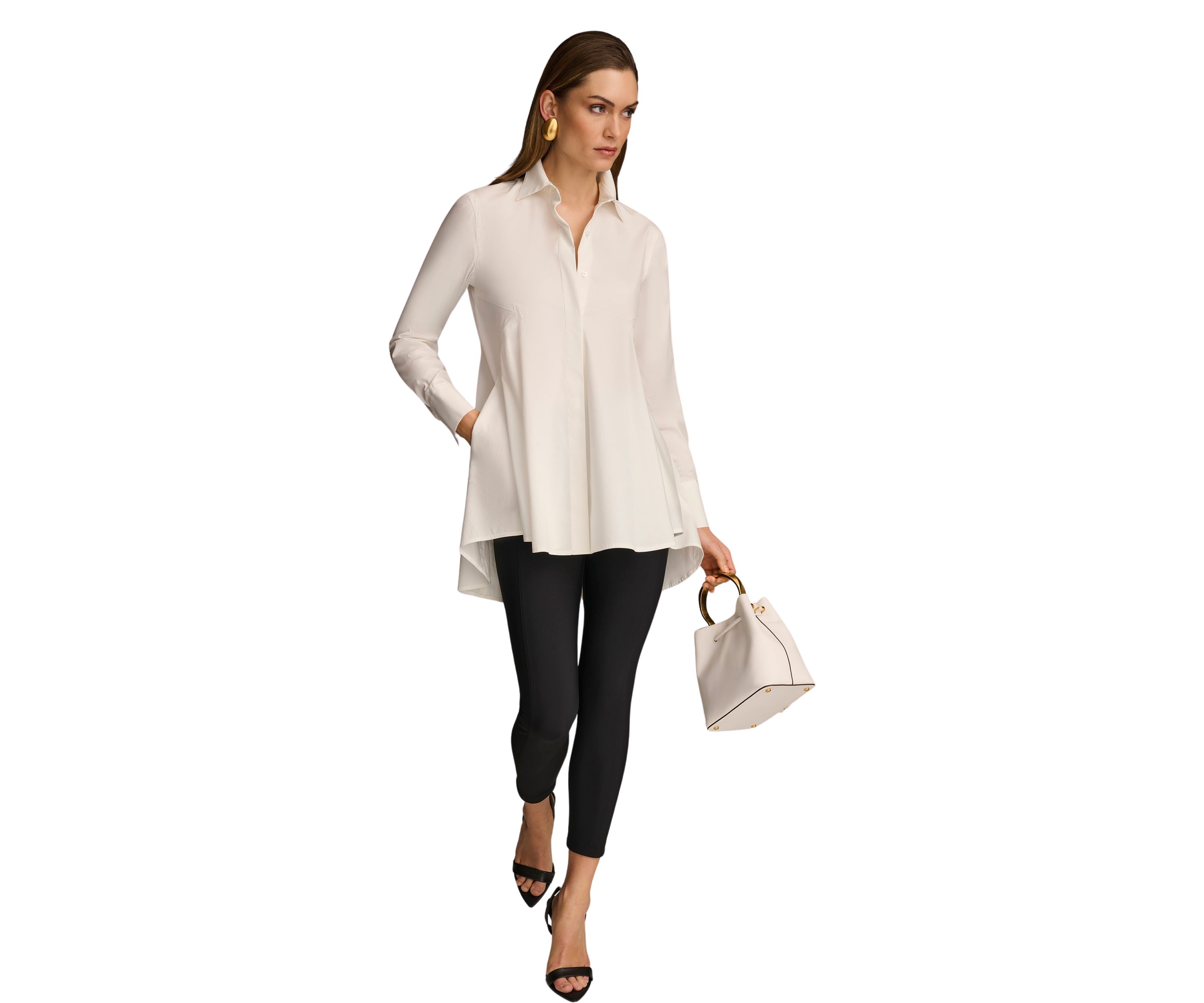 Womens Collared High Low Tunic 