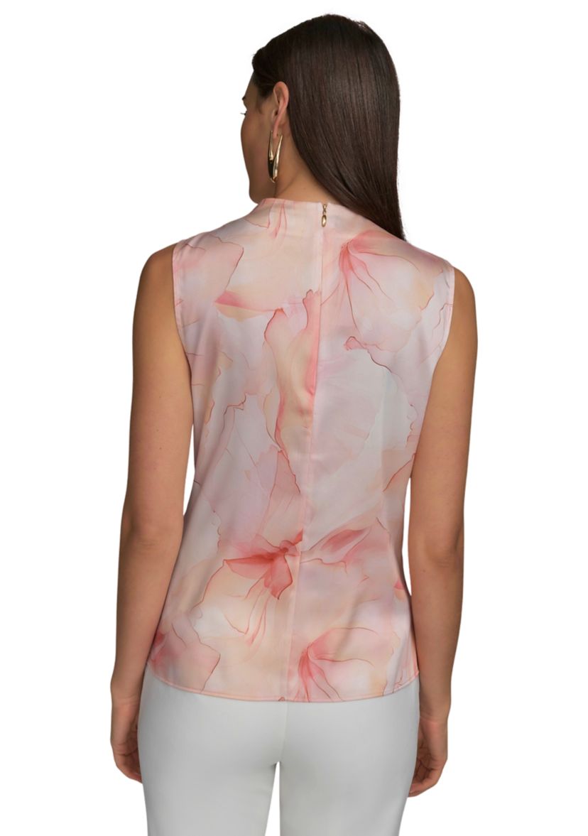 Womens Sleeveless Floral Hardware Top