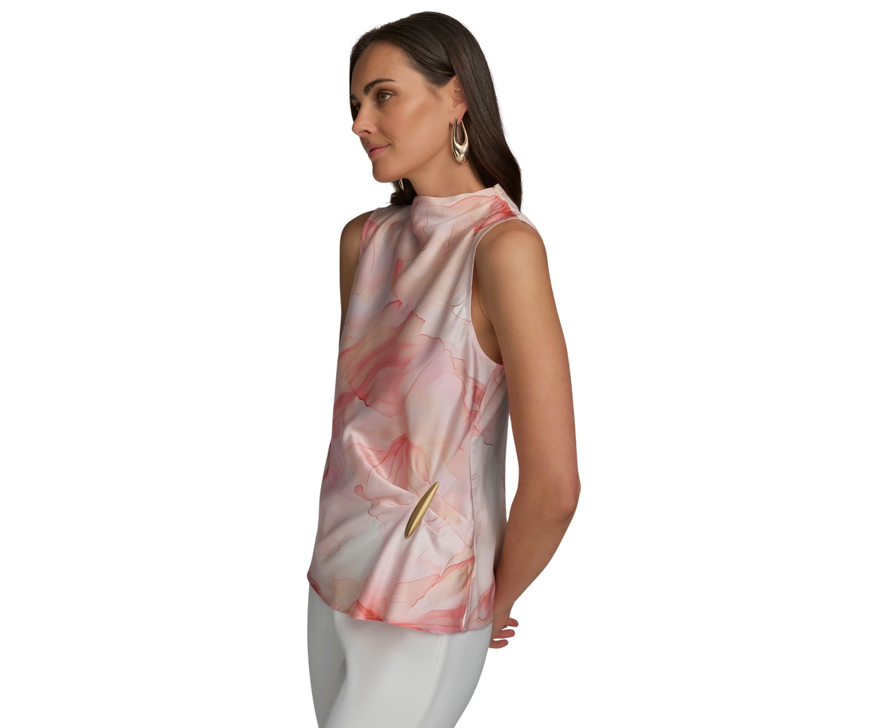 Womens Sleeveless Floral Hardware Top