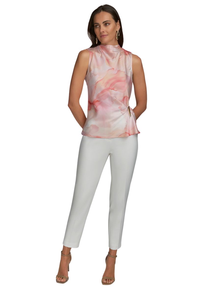 Womens Sleeveless Floral Hardware Top