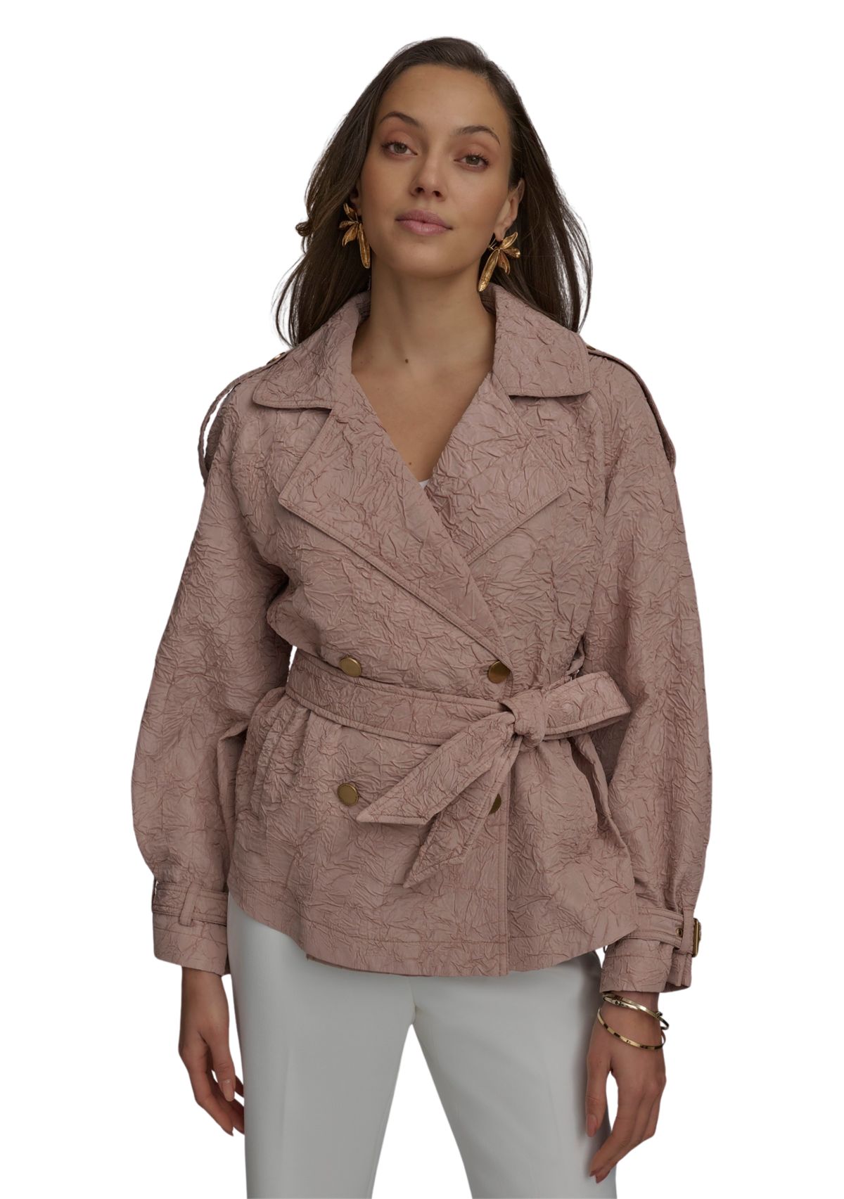 Womens Tie Waist Crinkle Jacket