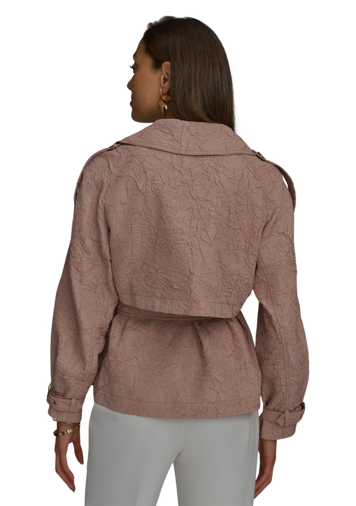 Womens Tie Waist Crinkle Jacket