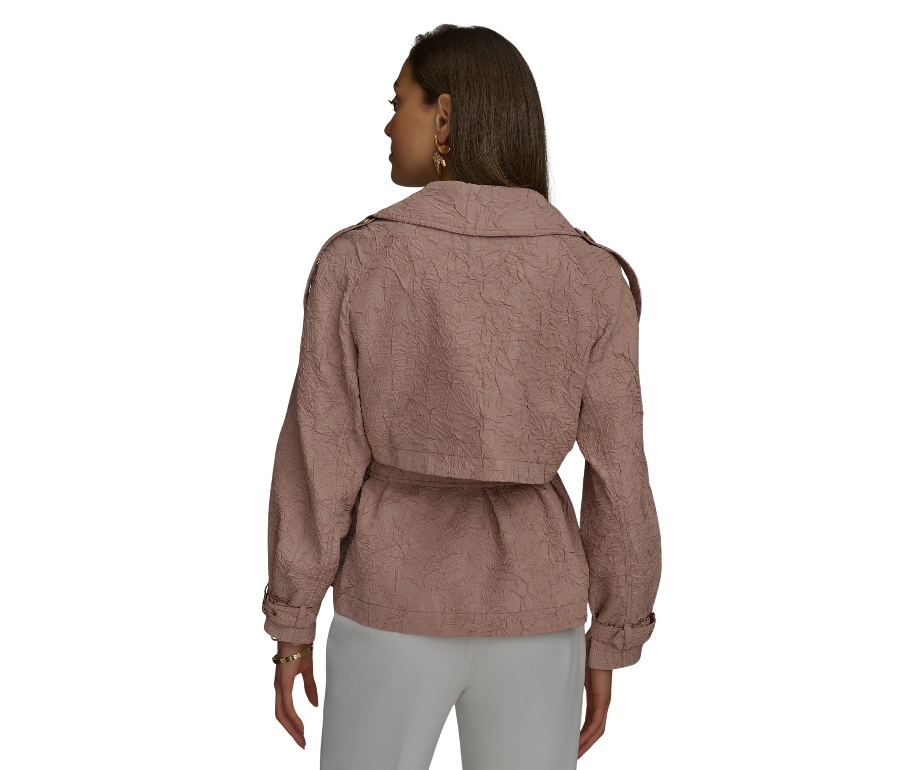 Womens Tie Waist Crinkle Jacket