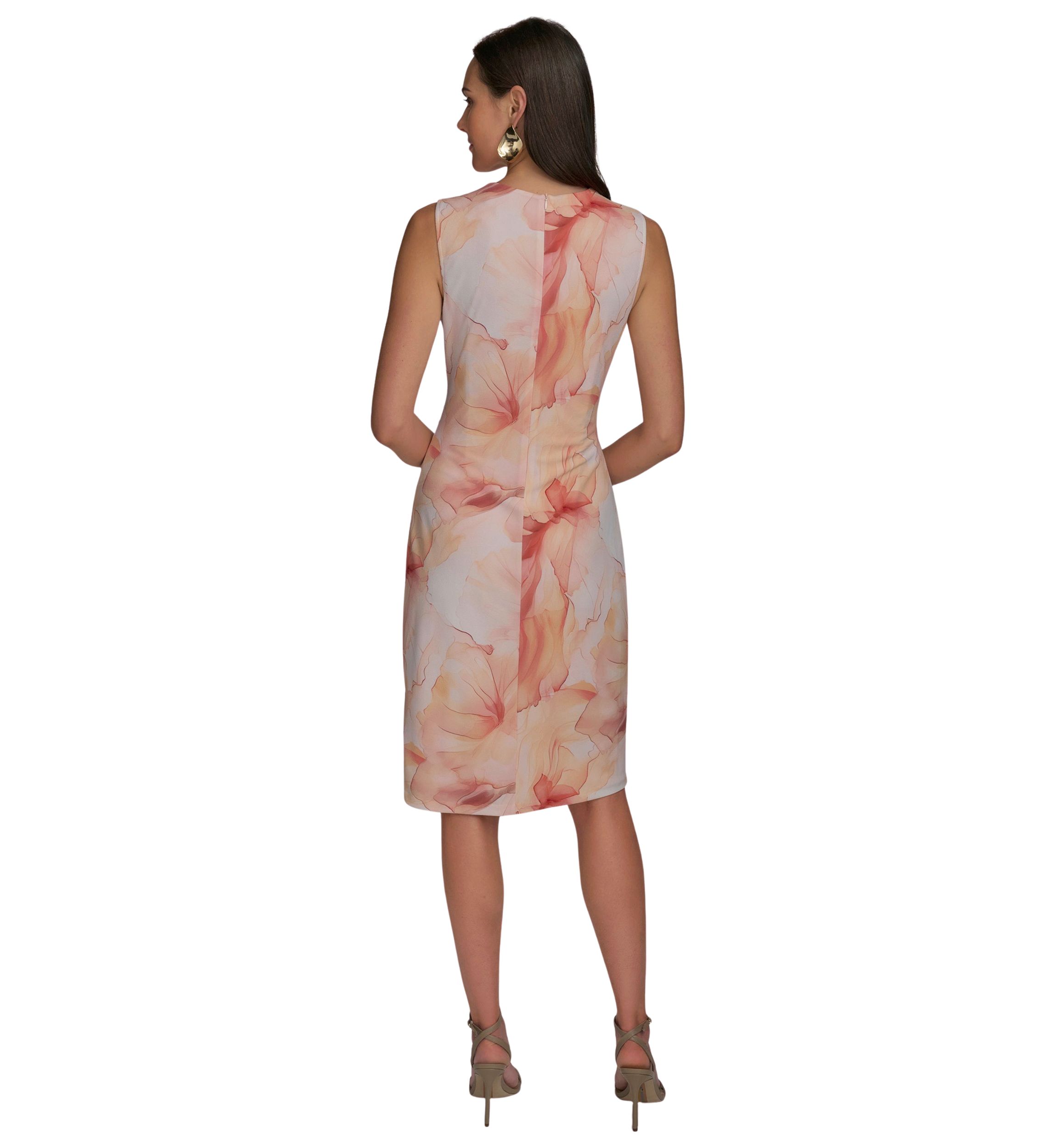 Womens Sleeveless Hardware Floral Dress 