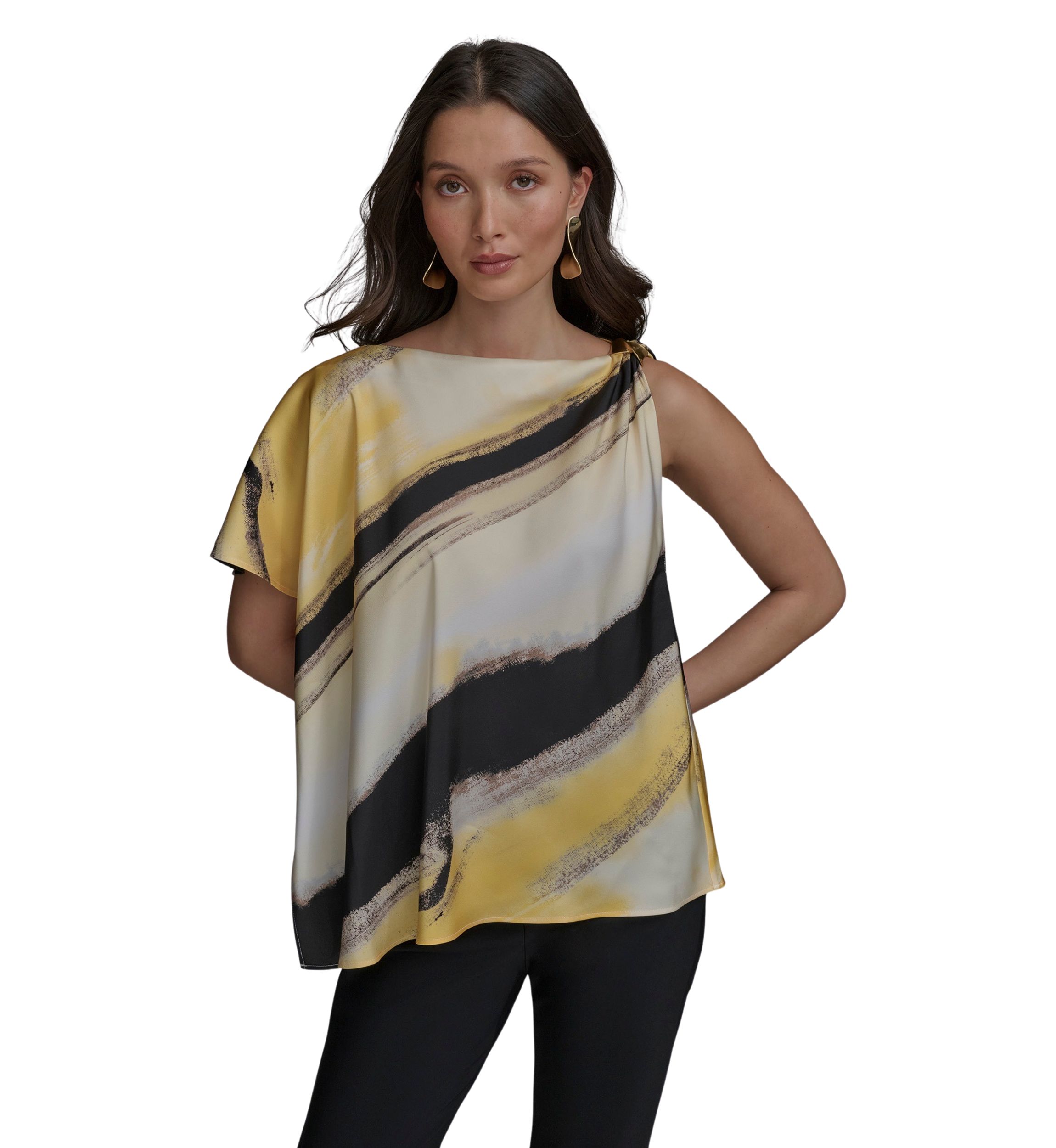Womens Brushstroke Printed Blouse