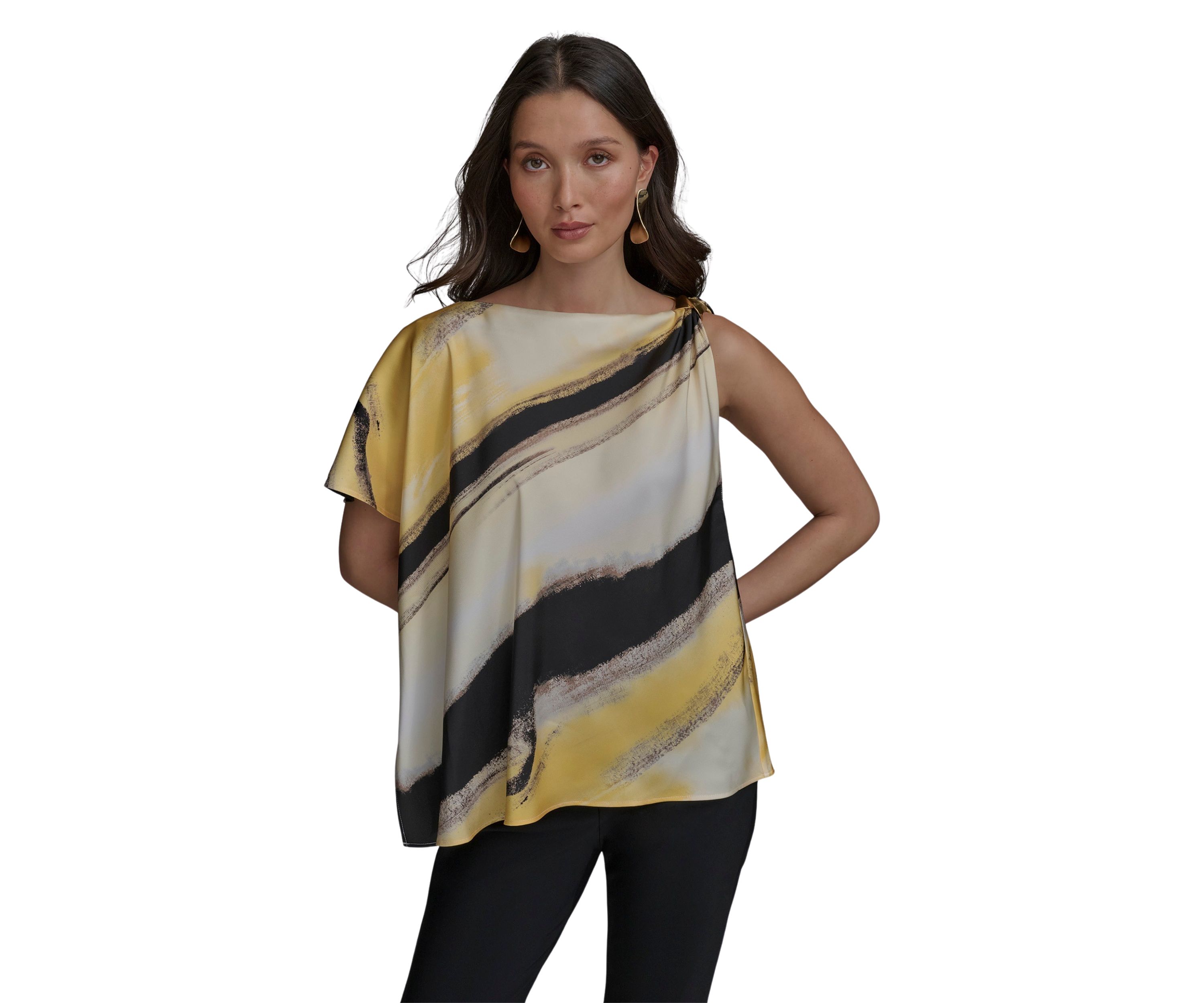 Womens Brushstroke Printed Blouse