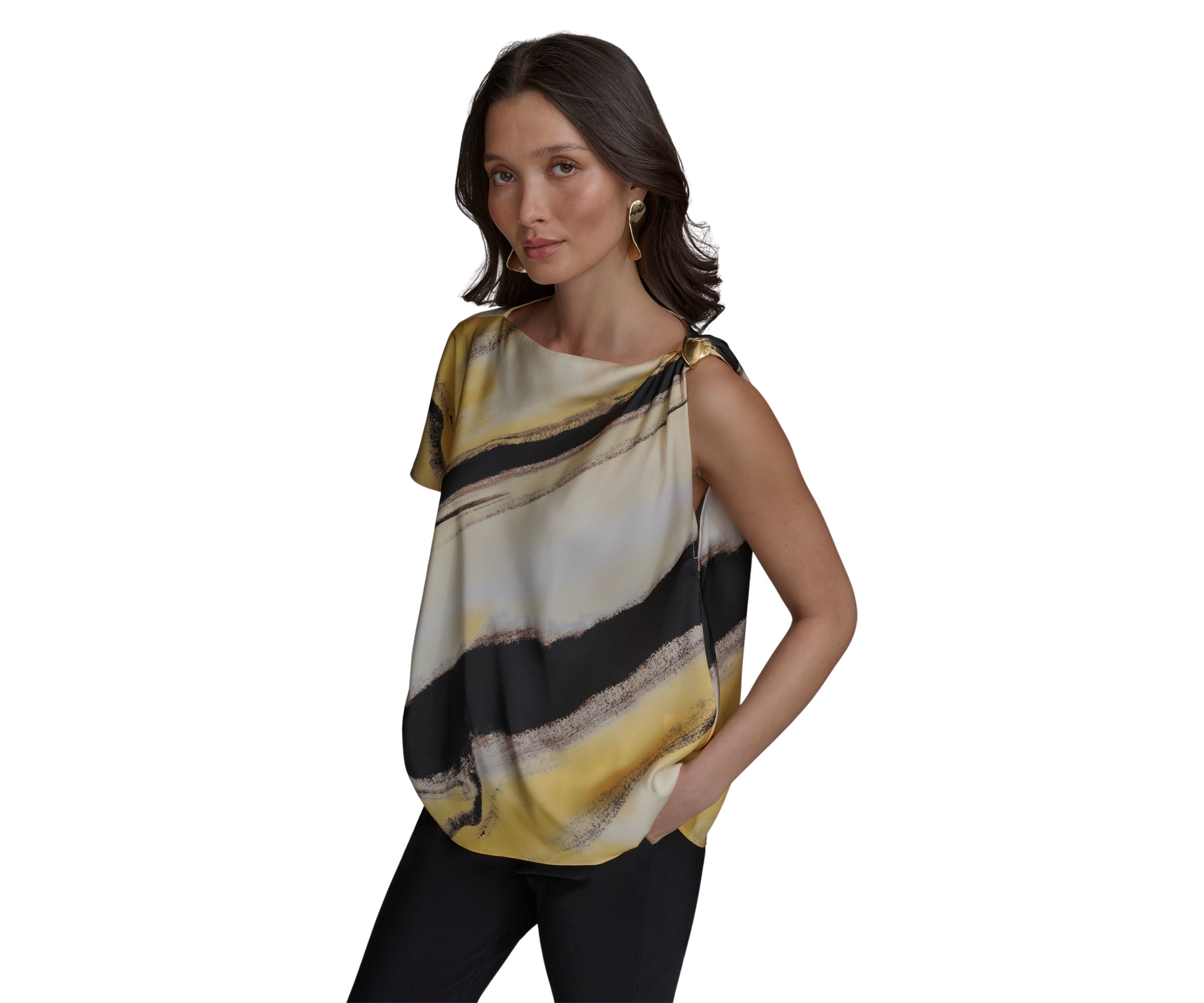Womens Brushstroke Printed Blouse