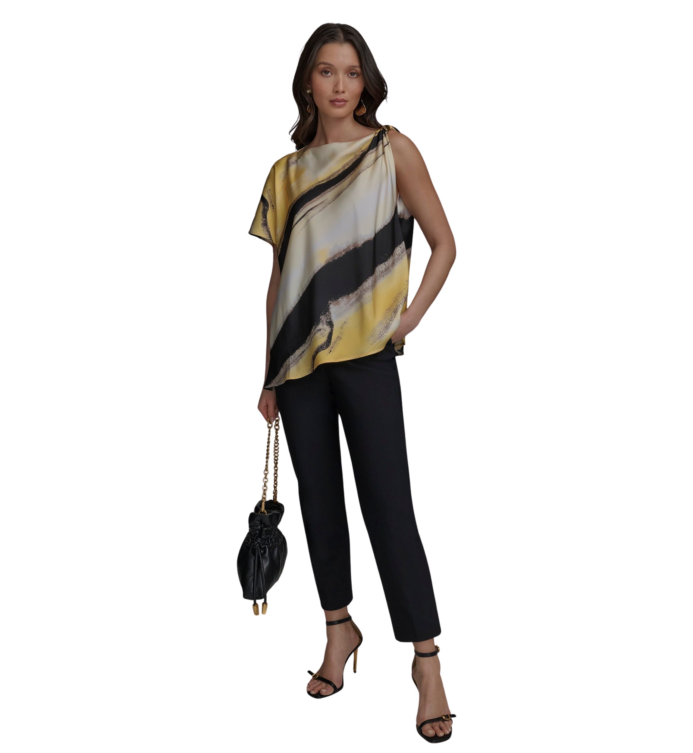 Womens Brushstroke Printed Blouse