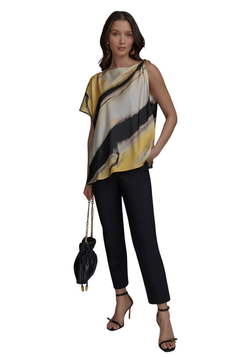 Womens Brushstroke Printed Blouse