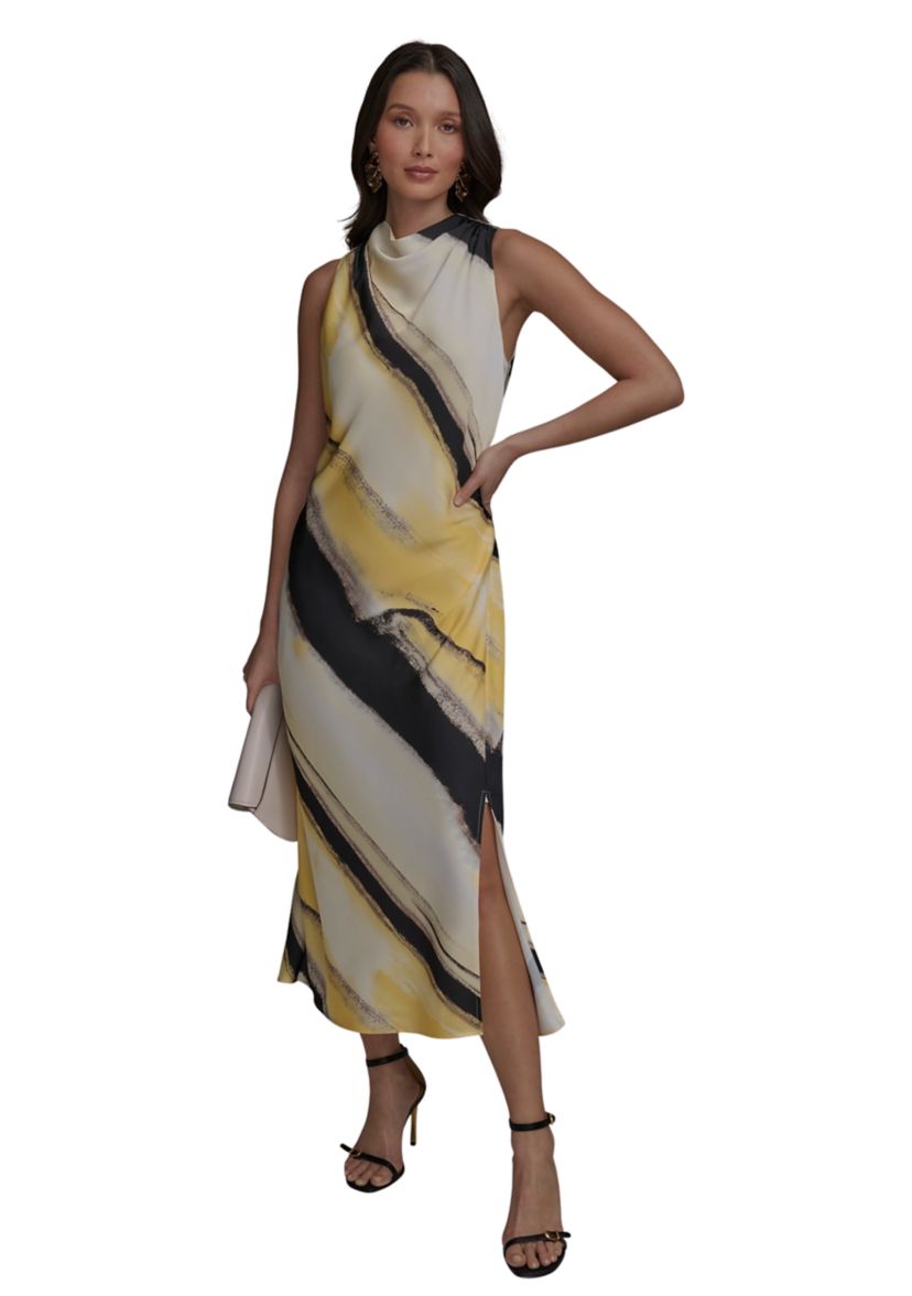 Womens Sleeveless Brushstroke Printed Dress