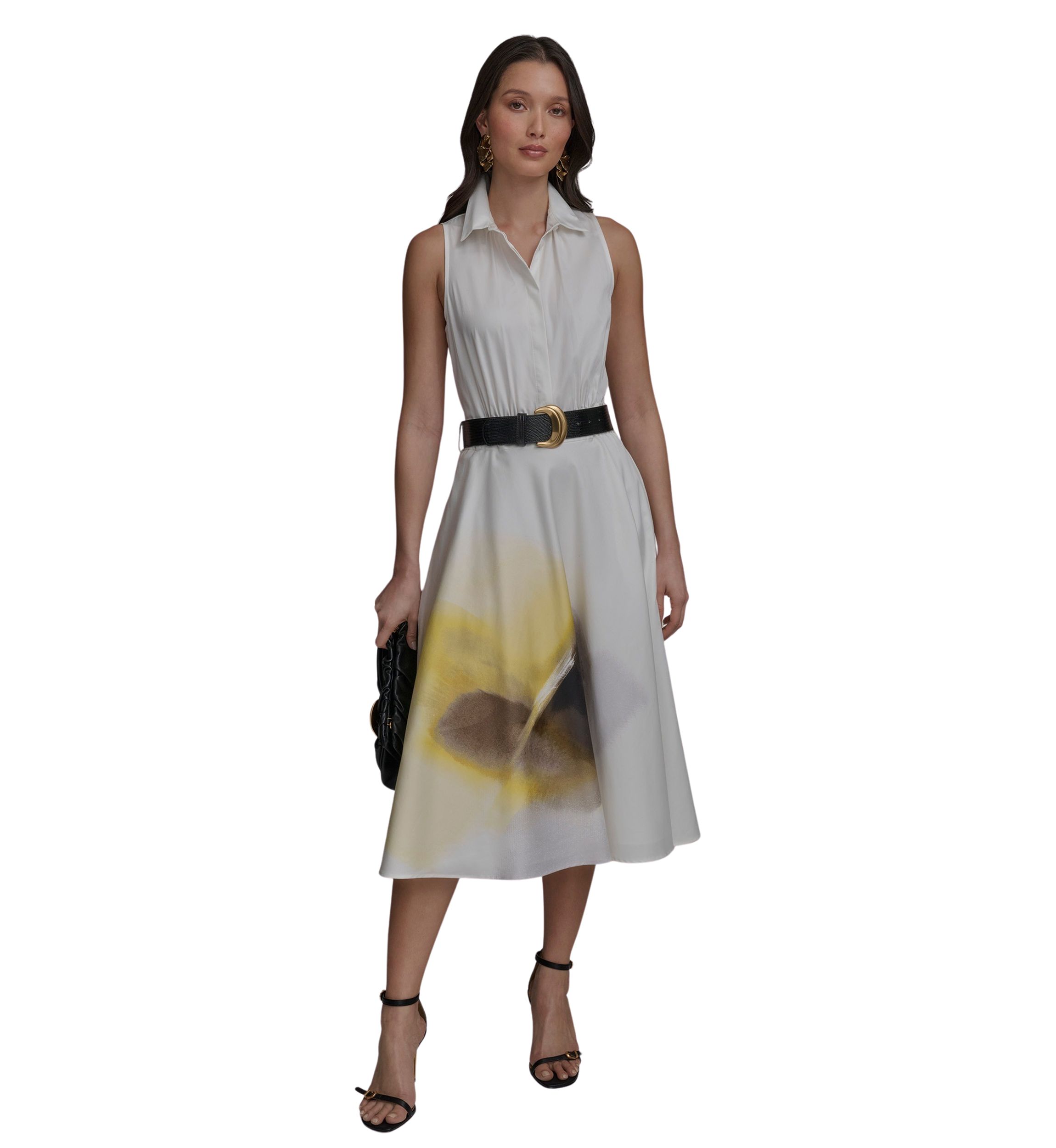 Womens Placement Printed Belted Shirtdress