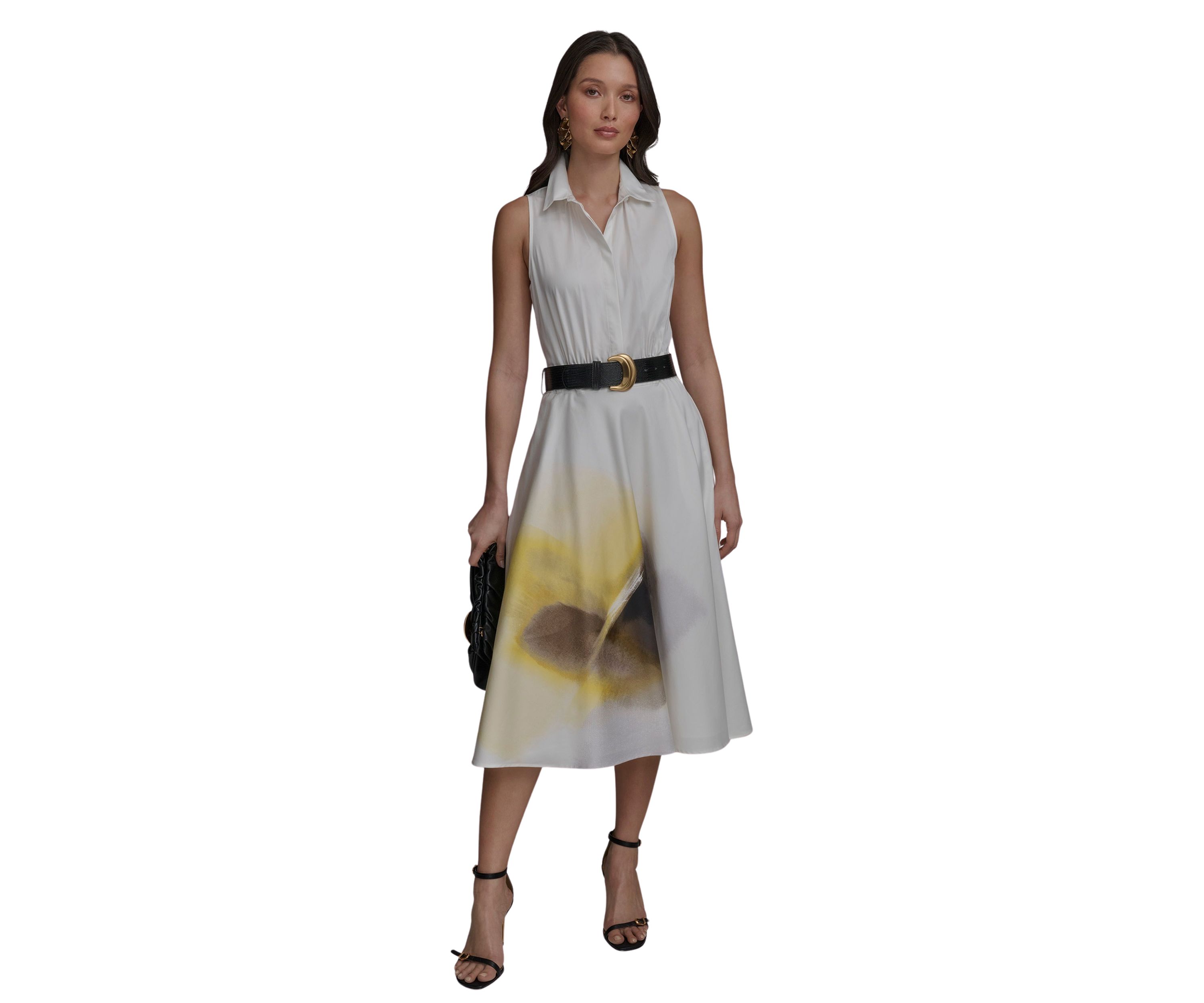 Womens Placement Printed Belted Shirtdress