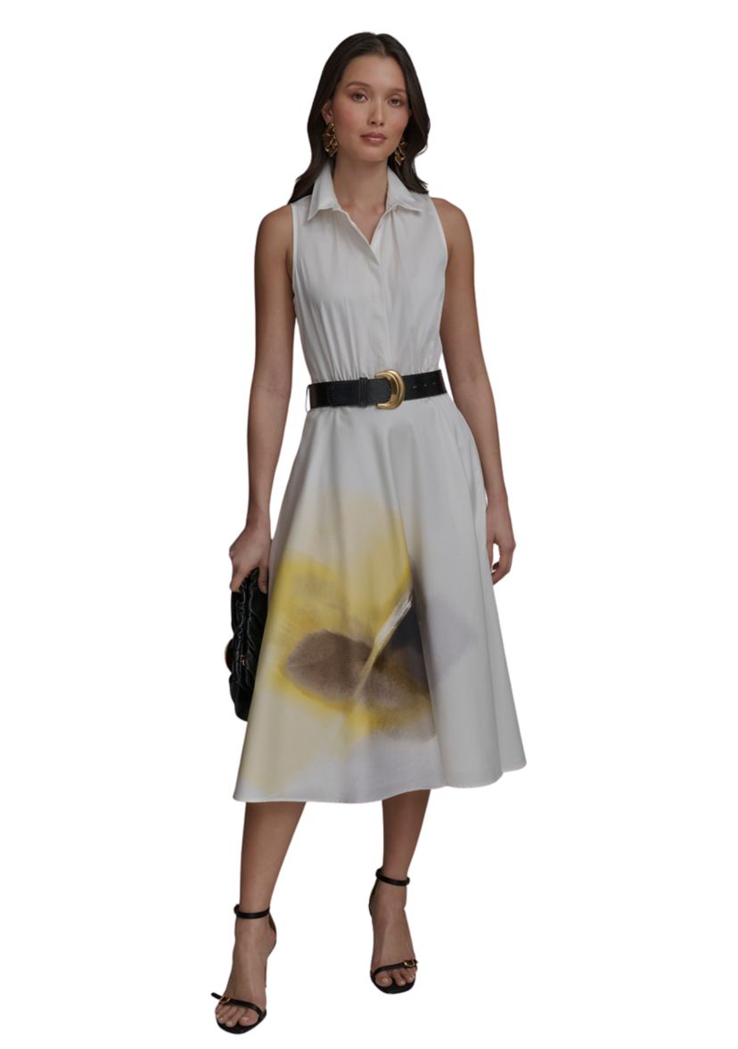 Womens Placement Printed Belted Shirtdress